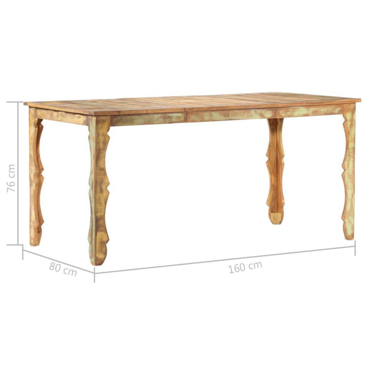 VIDAXL Table de salle a manger 160x80x76cm Bois de recuperation massif