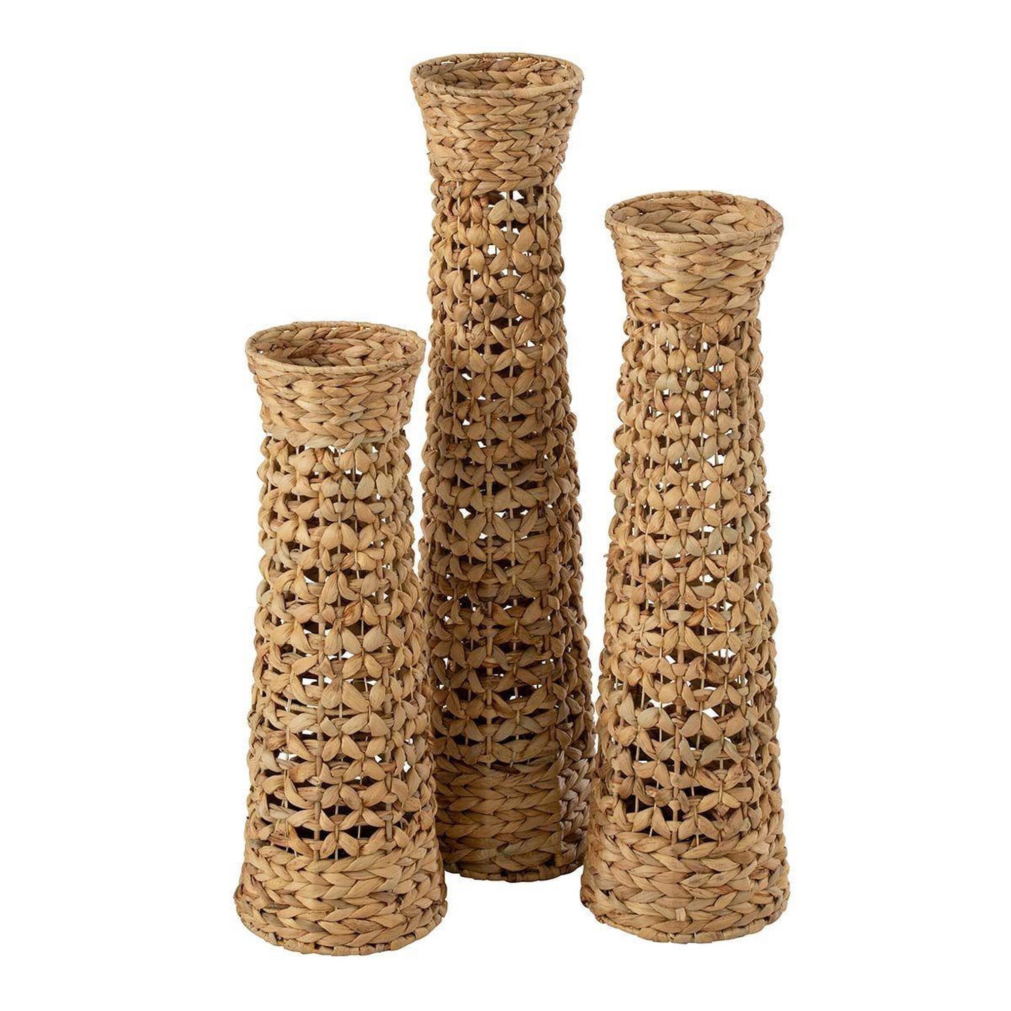 Voir la diapositive 1 : J-LINE Lot de 3 Vases Déco  Jan  80cm Naturel