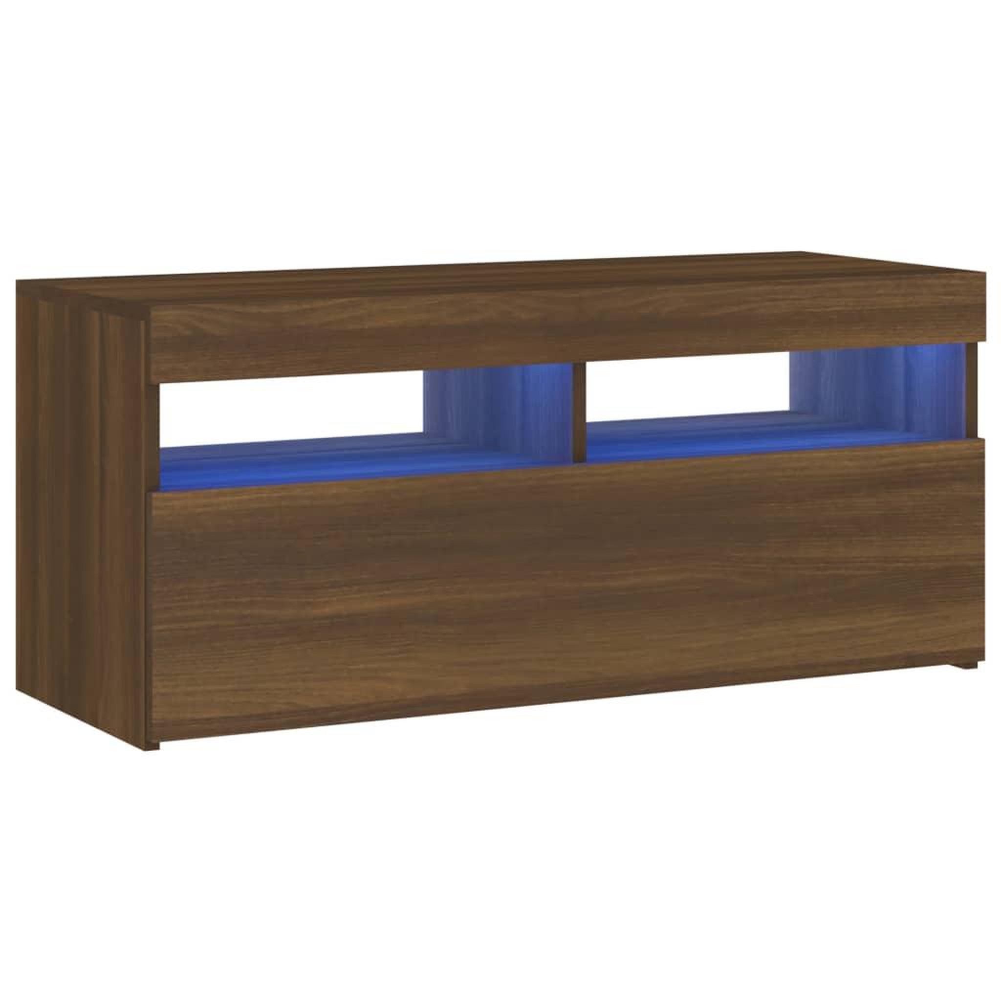 Voir la diapositive 2 : VIDAXL Meuble TV avec lumieres LED Chene marron 90x35x40 cm