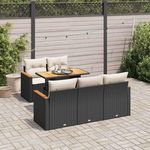VIDAXL Salon de jardin 6 pcs avec coussins noir resine tressee acacia