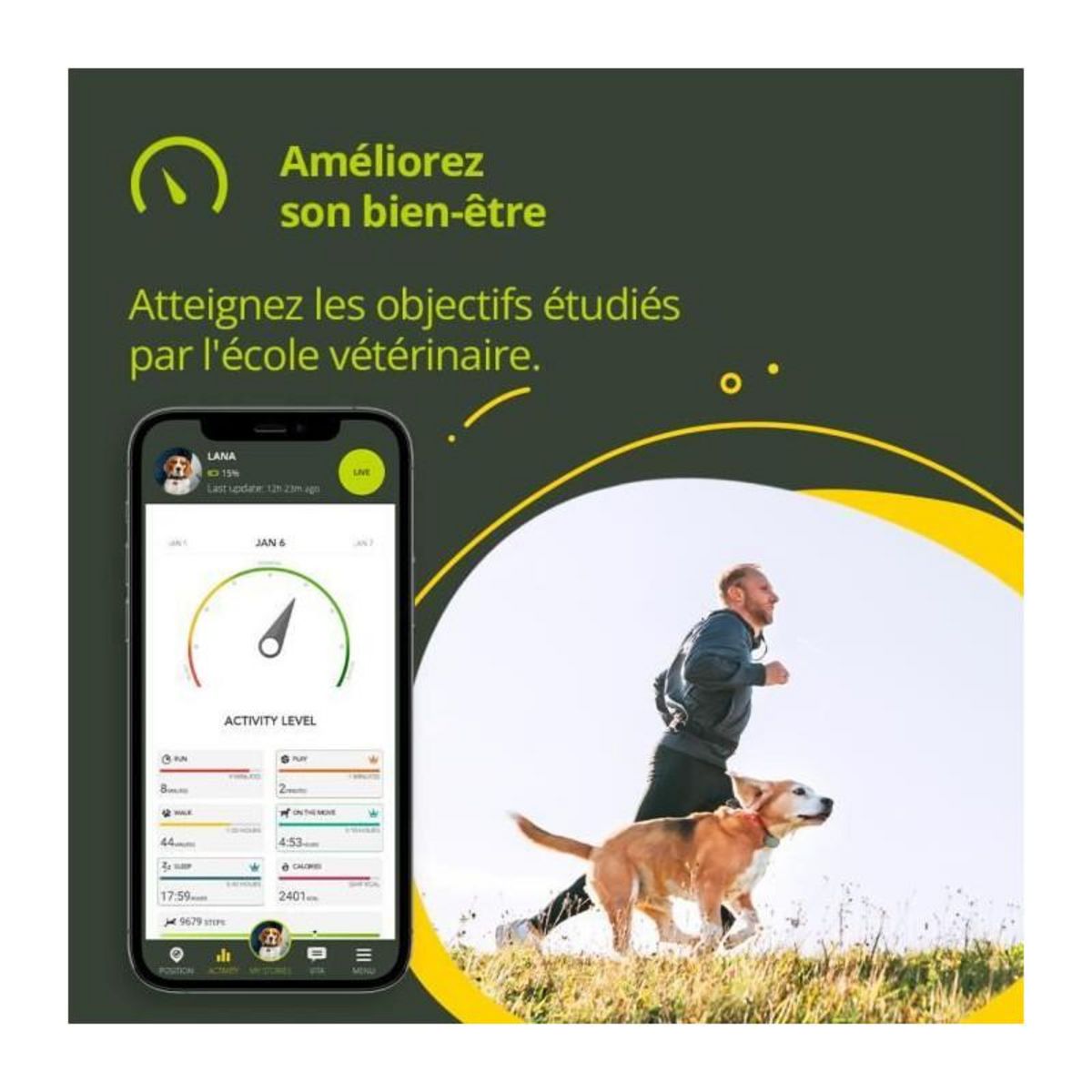 KIPPY KIPPY - Collier GPS pour Chiens et Chats - Evo - 38 GR - Waterproof - Brown Wood