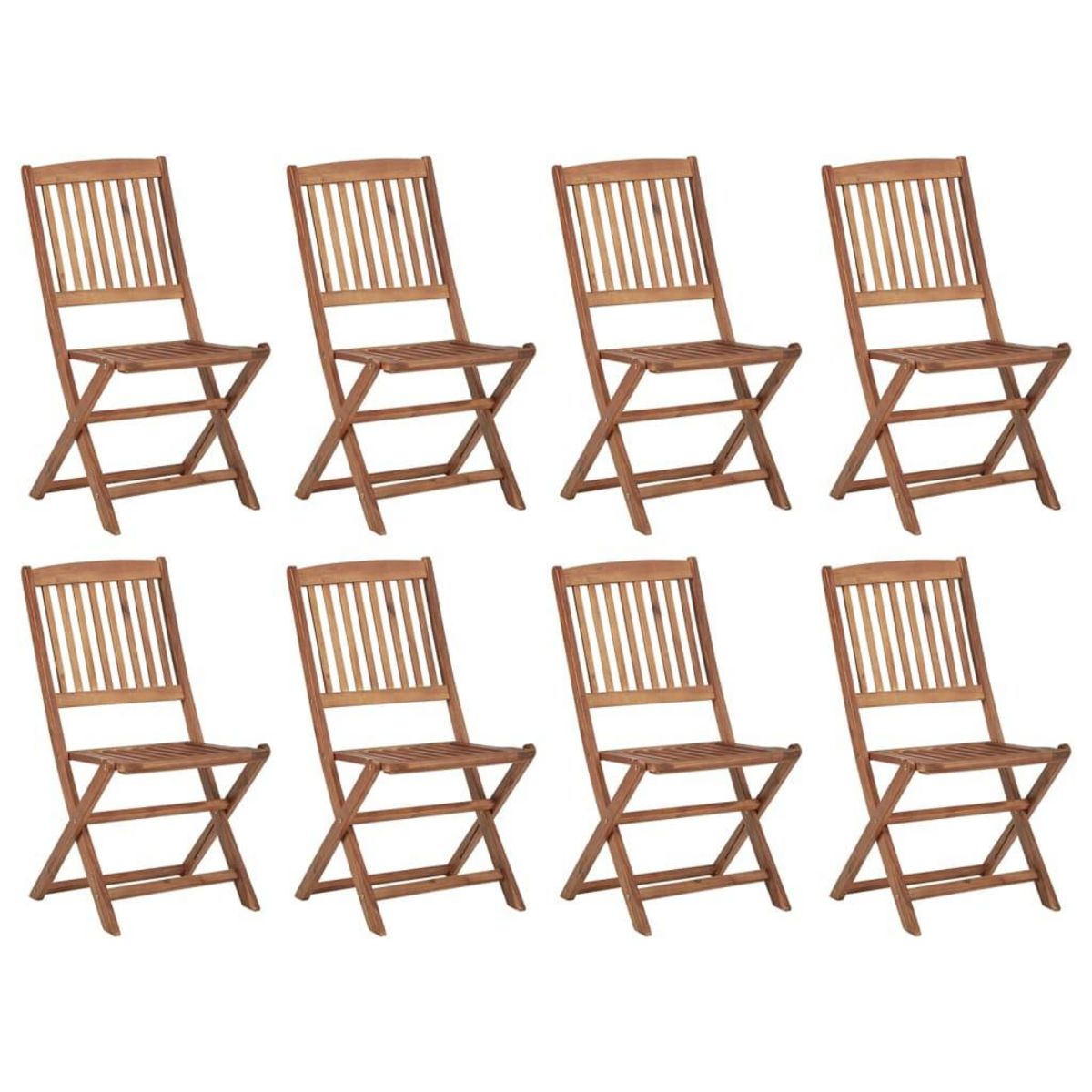 VIDAXL Chaises pliables d'exterieur et coussins lot de 8 Bois d'acacia