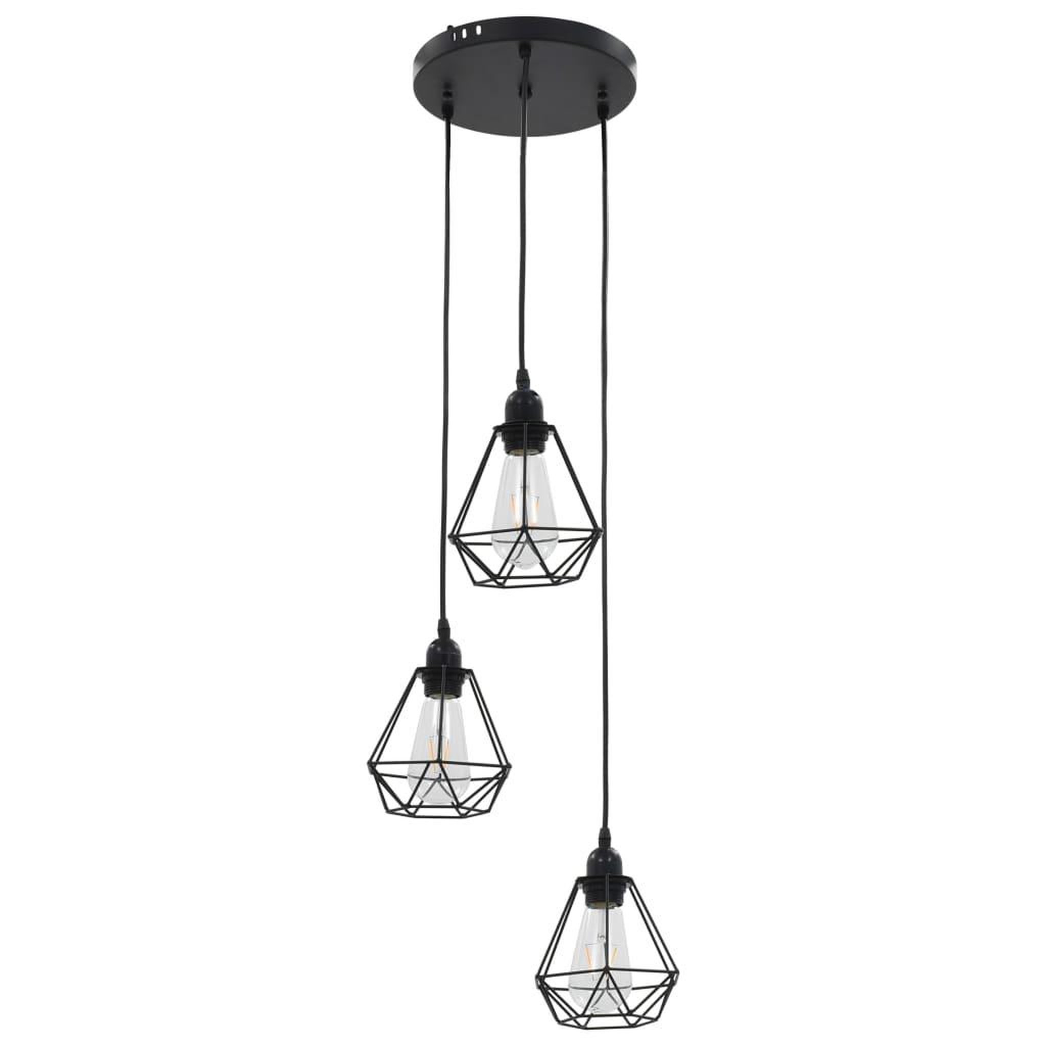 Voir la diapositive 3 : VIDAXL Plafonnier avec design de diamant Noir 3 ampoules E27