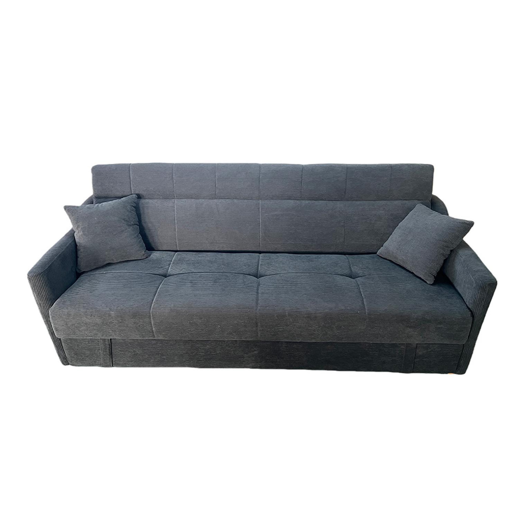 Voir la diapositive 6 : CONCEPT USINE Canapé convertible avec coffre en velours côtelé gris 3 places adare