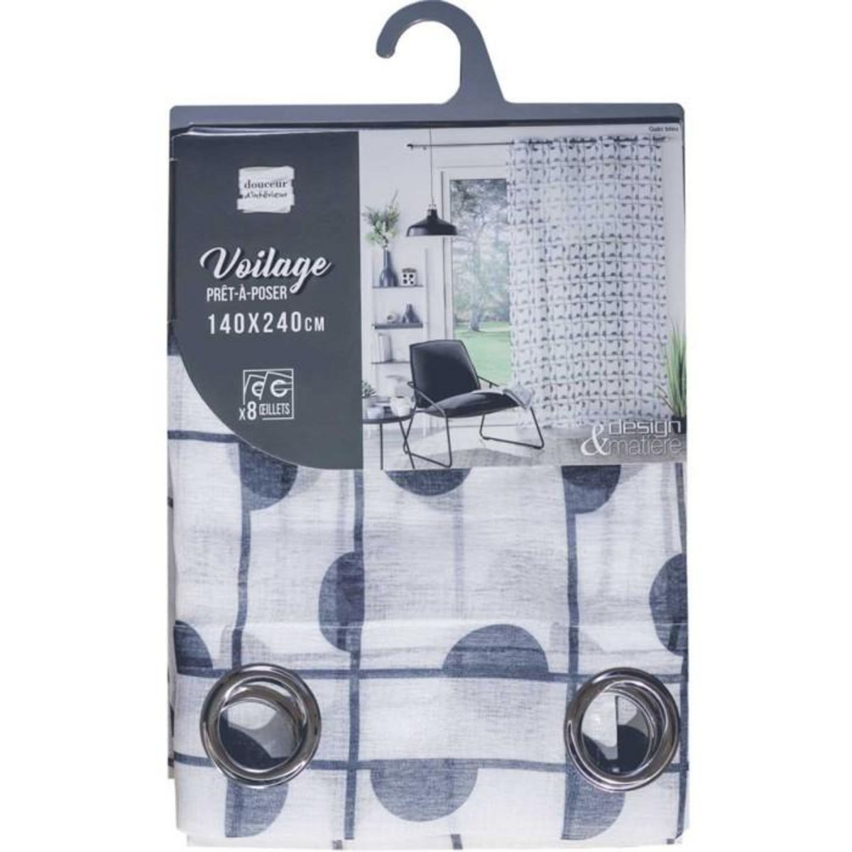 Paris Prix Rideau Voilage à Œillets  Gabi  140x240cm Bleu