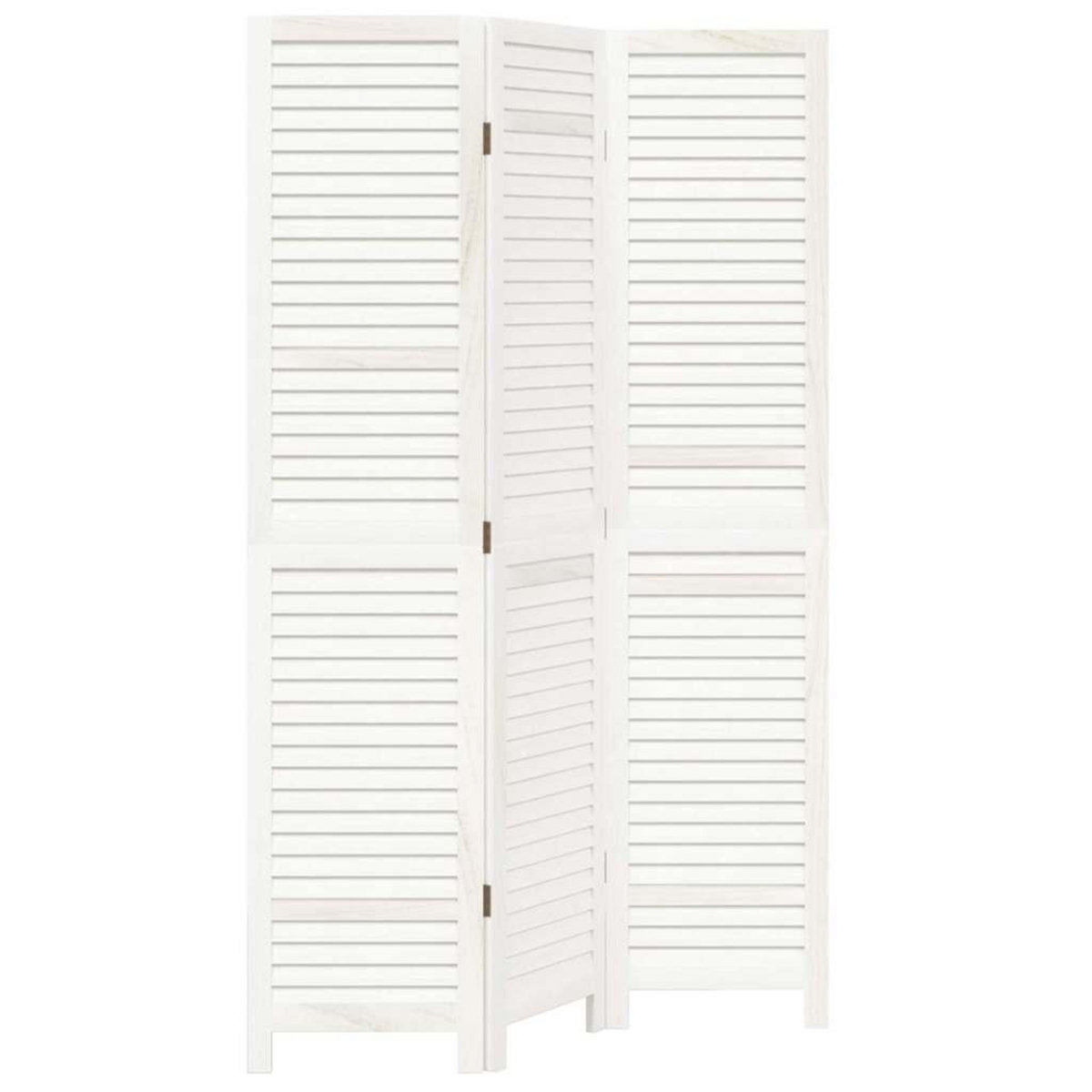 VIDAXL Cloison de separation 3 panneaux blanc bois de paulownia massif