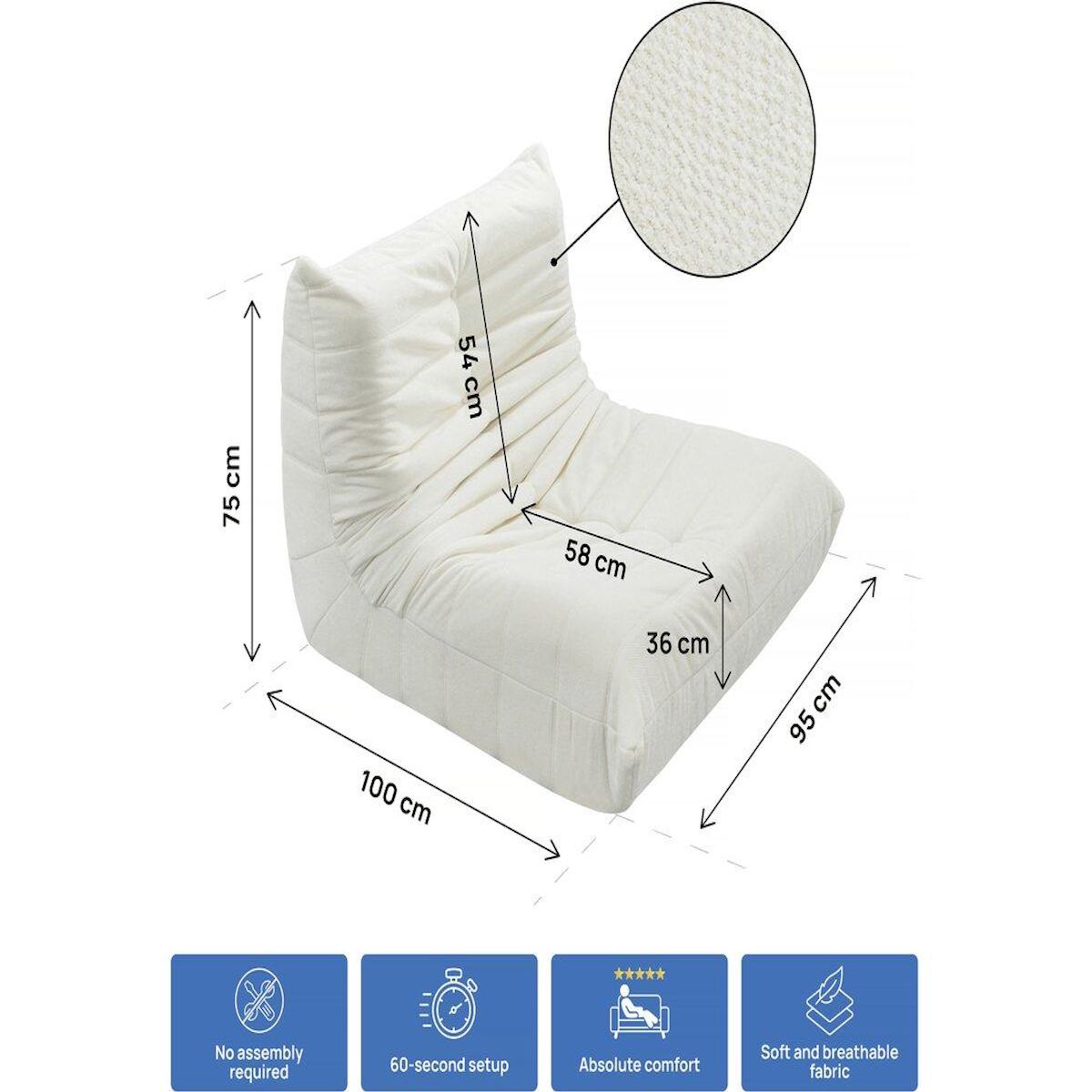 Habitat et Jardin Lot de 3 chauffeuses pour canapé modulables en tissu texturé  Velasca  - Blanc