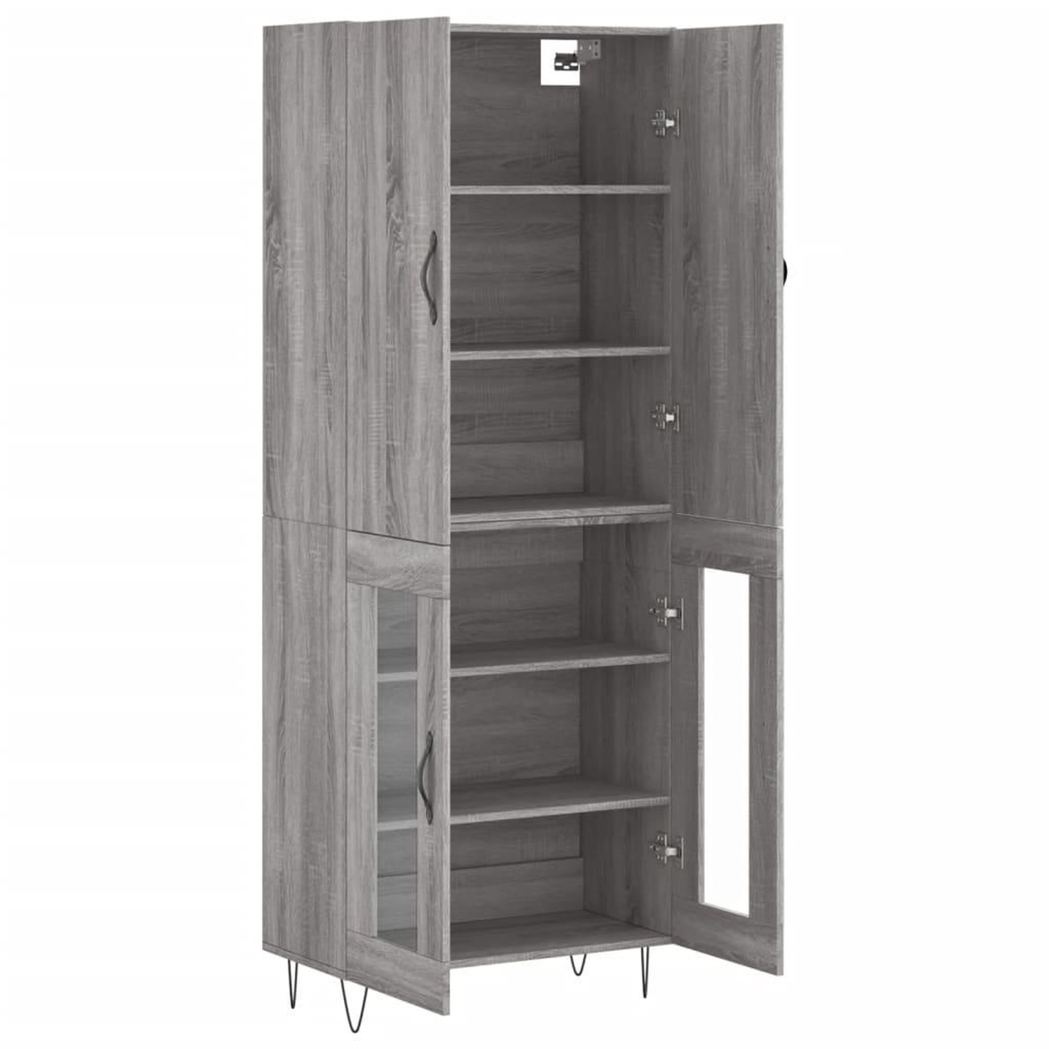 Voir la diapositive 4 : VIDAXL Buffet haut Sonoma gris 69,5x34x180 cm Bois d'ingenierie