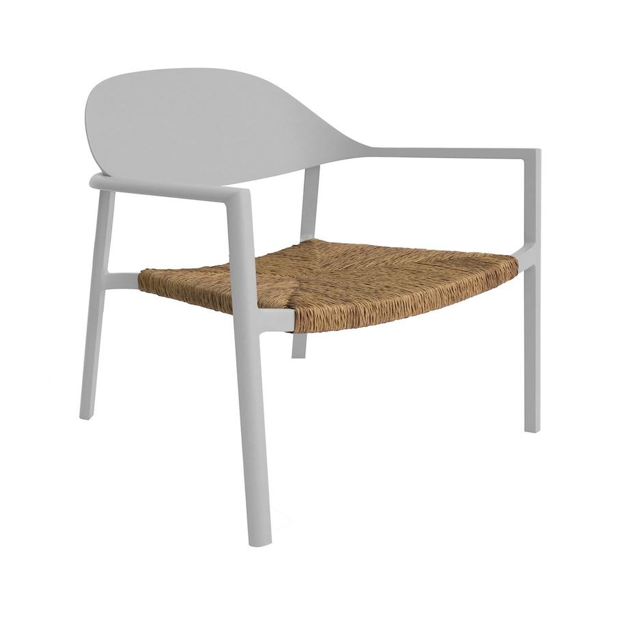 Proloisirs Fauteuil lounge empilable - BAGE - Aluminium époxy blanc - Assise wicker beige