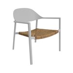 Proloisirs Fauteuil lounge empilable - BAGE - Aluminium époxy blanc - Assise wicker beige