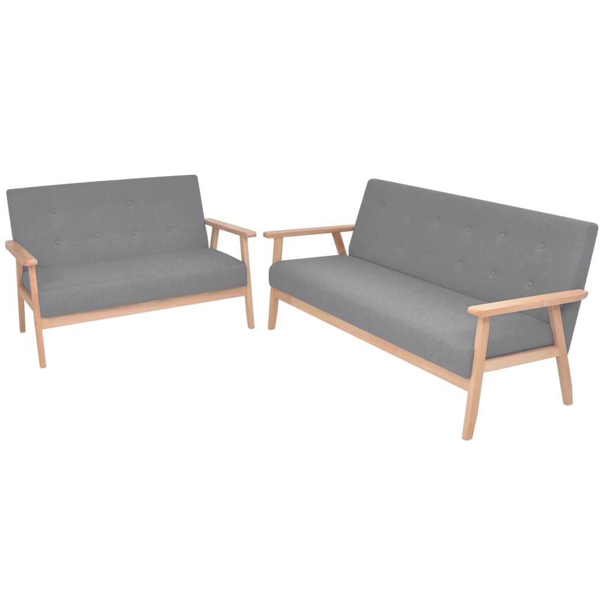 Voir la diapositive 1 : VIDAXL Ensemble de canapes 2 pcs Tissu Gris clair
