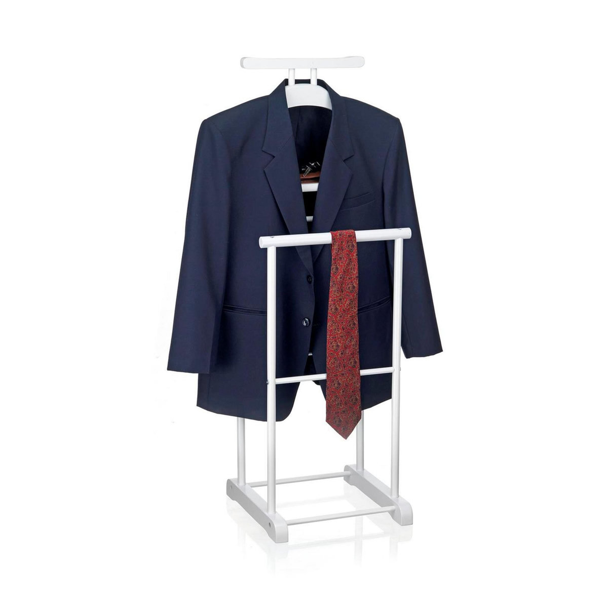 IDIMEX Valet de chambre MEDINA chevalet de nuit double portant pour vêtements, en MDF et métal laqué blanc
