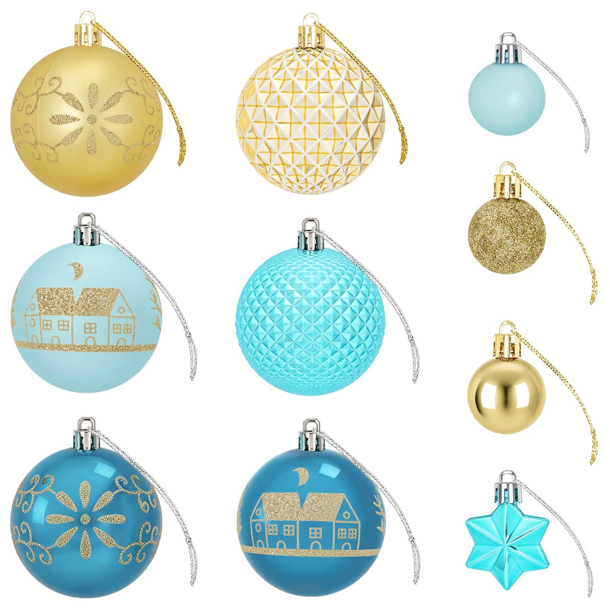 Voir la diapositive 5 : VIDAXL Ensemble de boules de Noël 88 pc Bleu fonce, bleu clair et dore