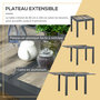 Voir la diapositive 4 : OUTSUNNY Ensemble de jardin 4 personnes chaises empilables table extensible 80/160L cm alu. teslin gris