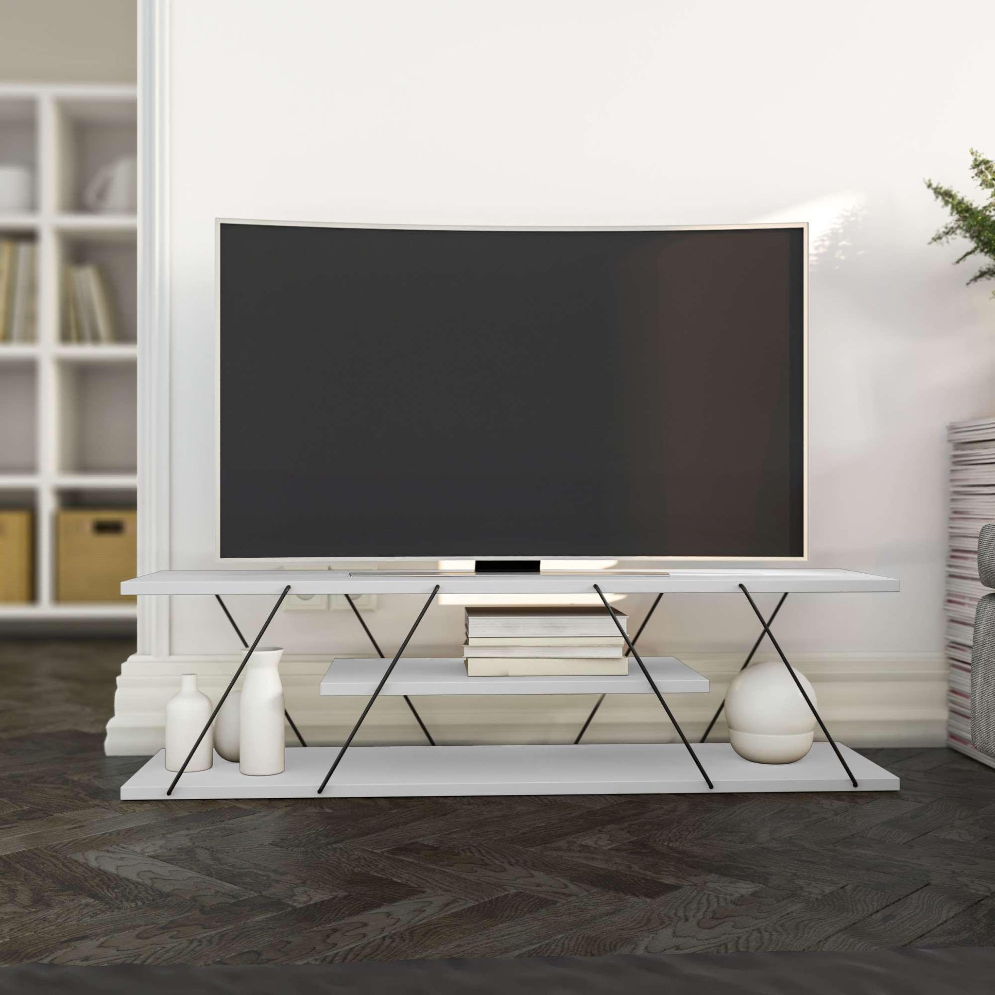 Voir la diapositive 3 : Habitat et Jardin Meuble tv en bois  april  - 120 x 30 x 33 cm - blanc
