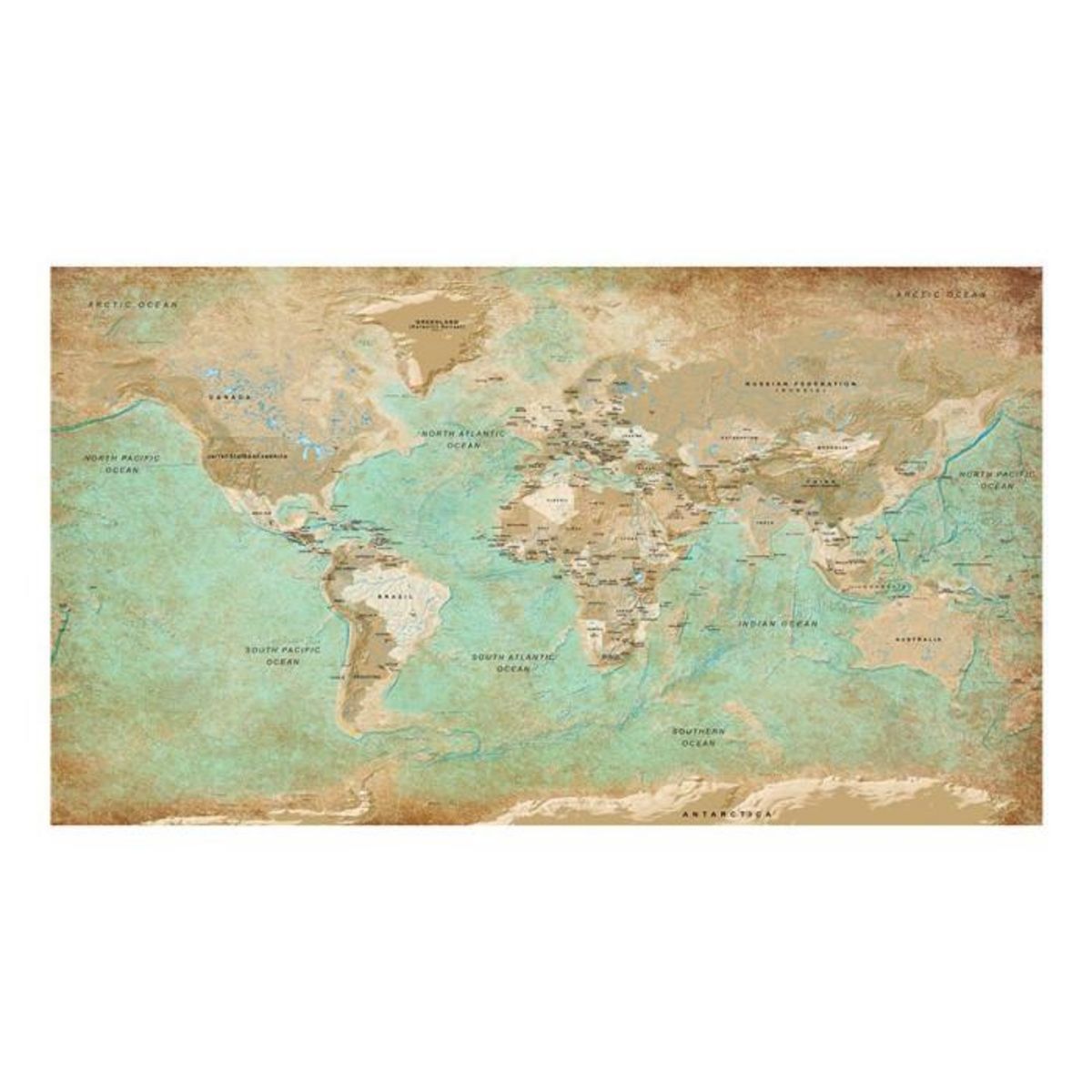 Paris Prix Papier Peint XXL  Turquoise World Map II  280x500cm