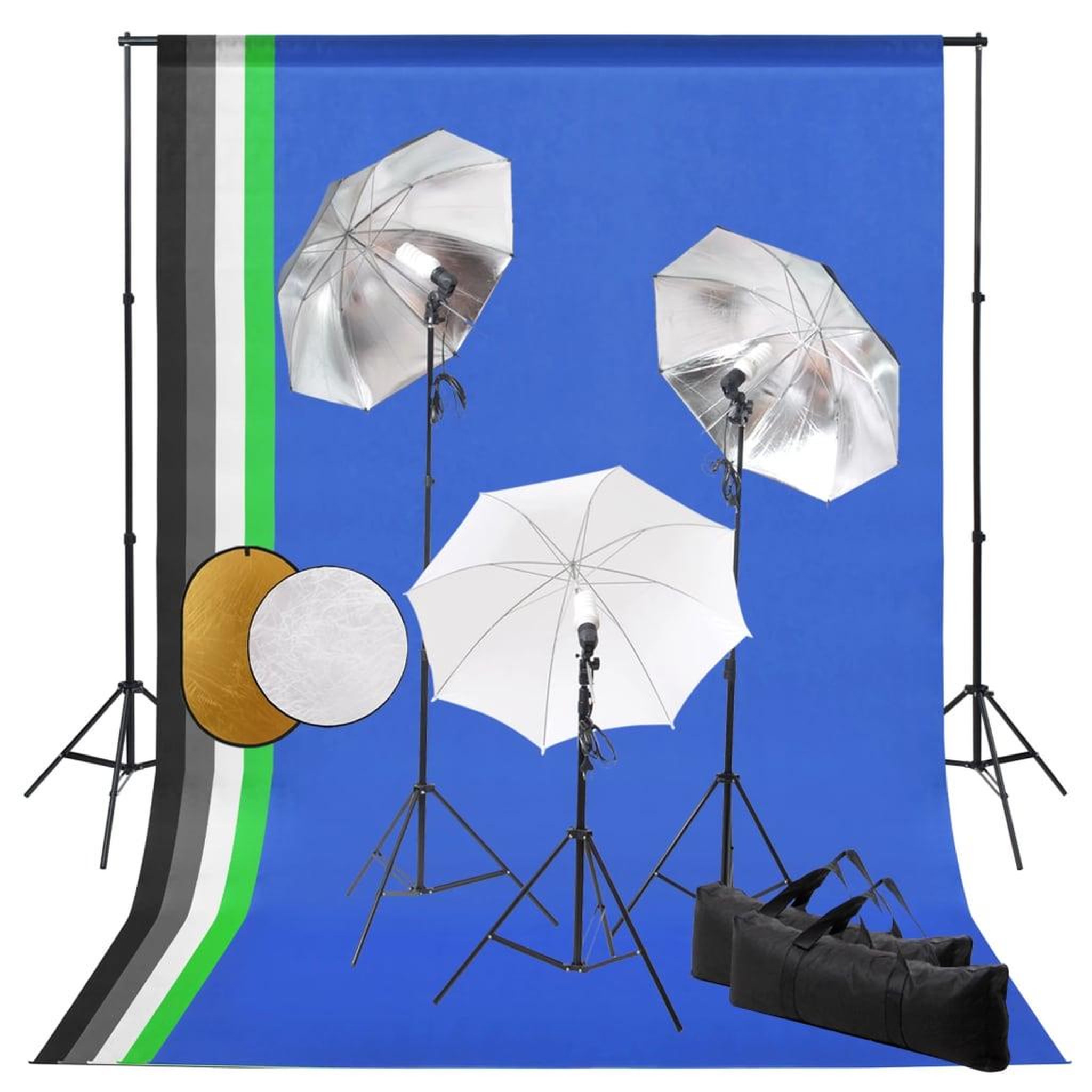 VIDAXL Kit de studio photo avec lampes toile de fond et reflecteur