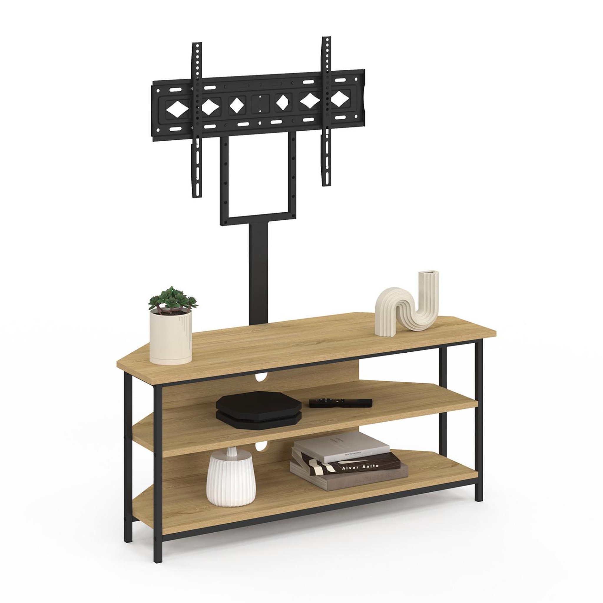 Voir la diapositive 4 : ID MARKET Meuble tv 100 cm d'angle detroit avec étagères et support tv réglable de 32 à 70 pouces design industriel