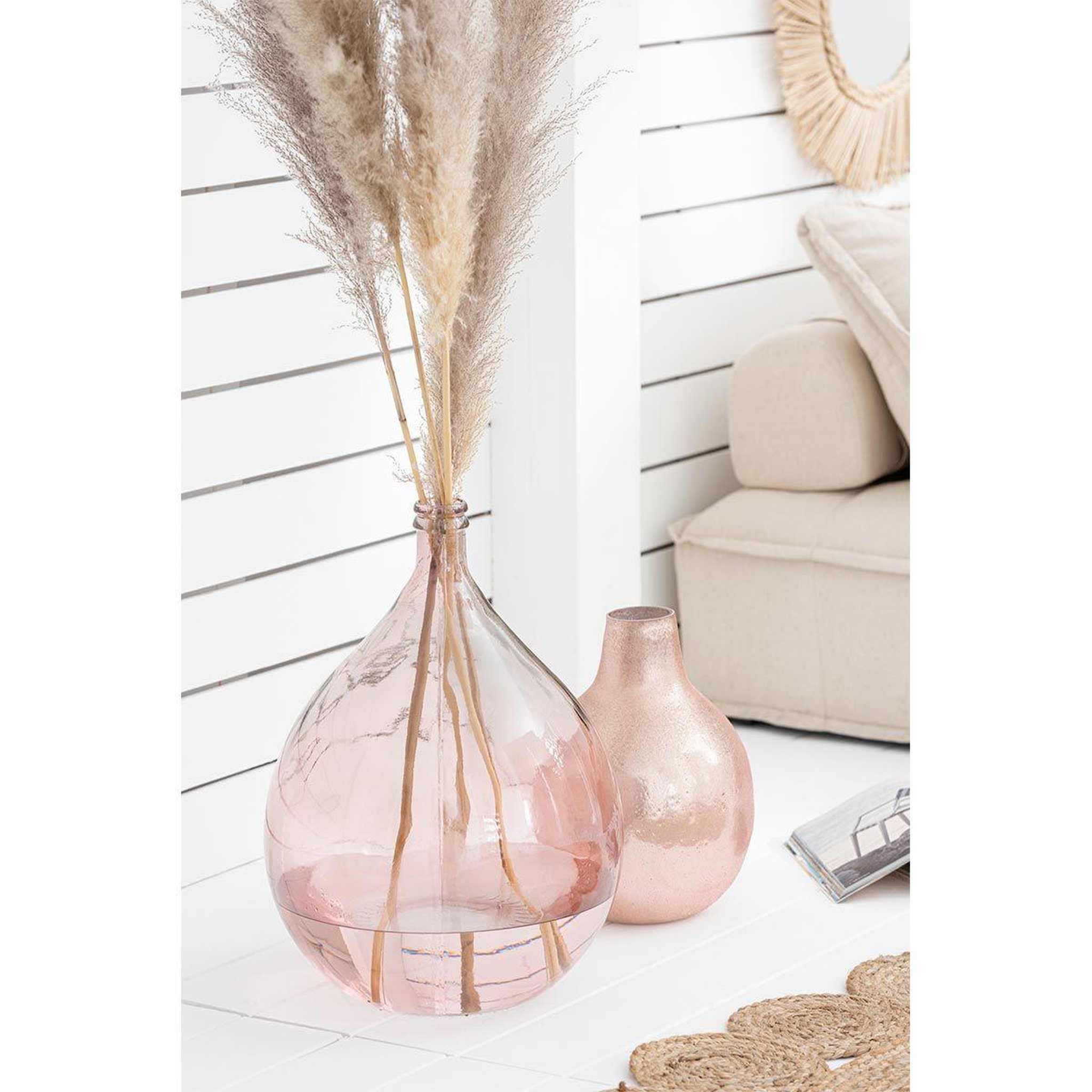 Voir la diapositive 3 : J-LINE Vase en verre design  lisbonne  56cm saumon