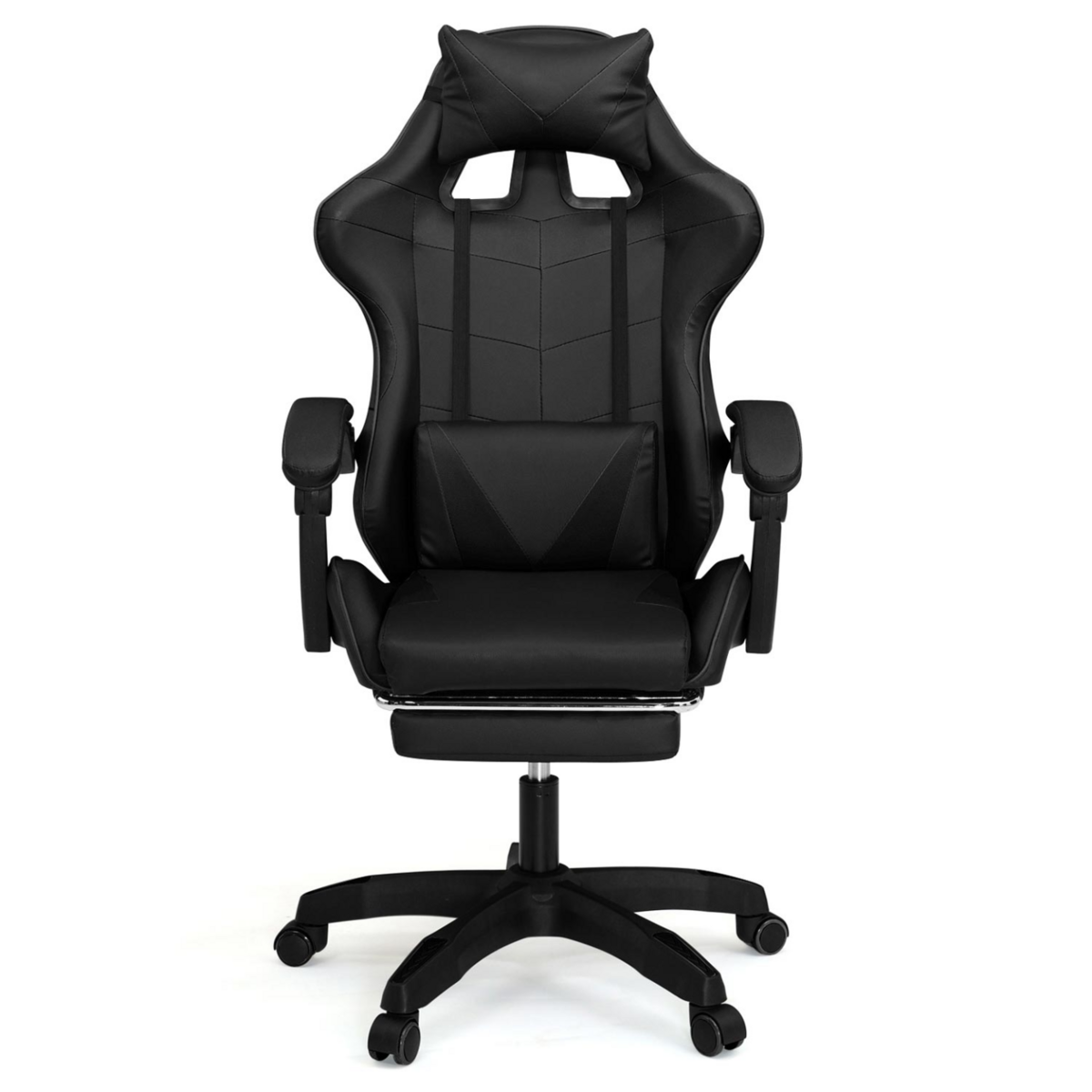 ID MARKET Fauteuil de gaming ALEX réglable avec repose-pied, coussin de tête et coussin lombaire noir