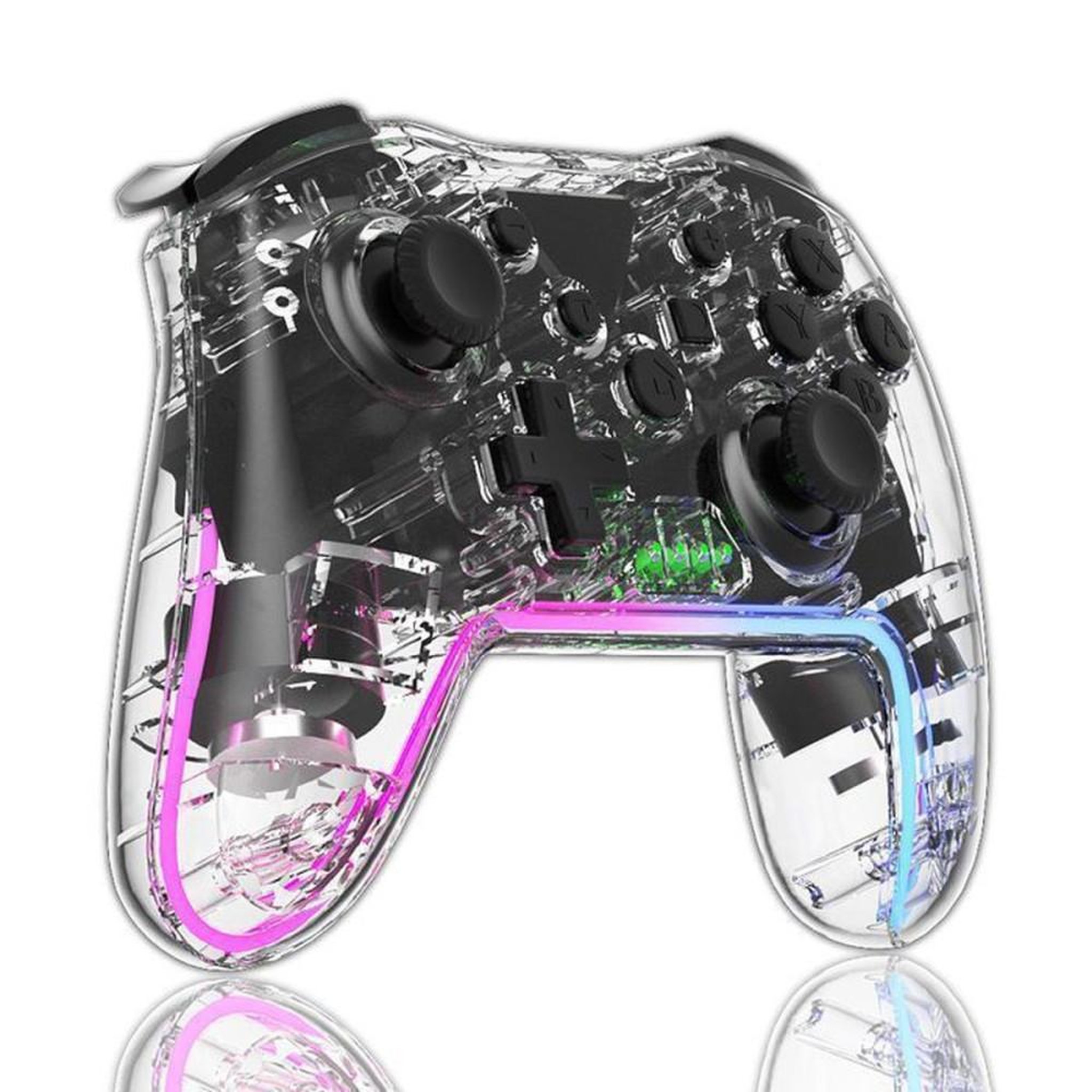 Manette de jeu sans fil transparente RGB 7 couleurs Turbo vibration Bluetooth pour Nintendo Switch 2, Android et PC