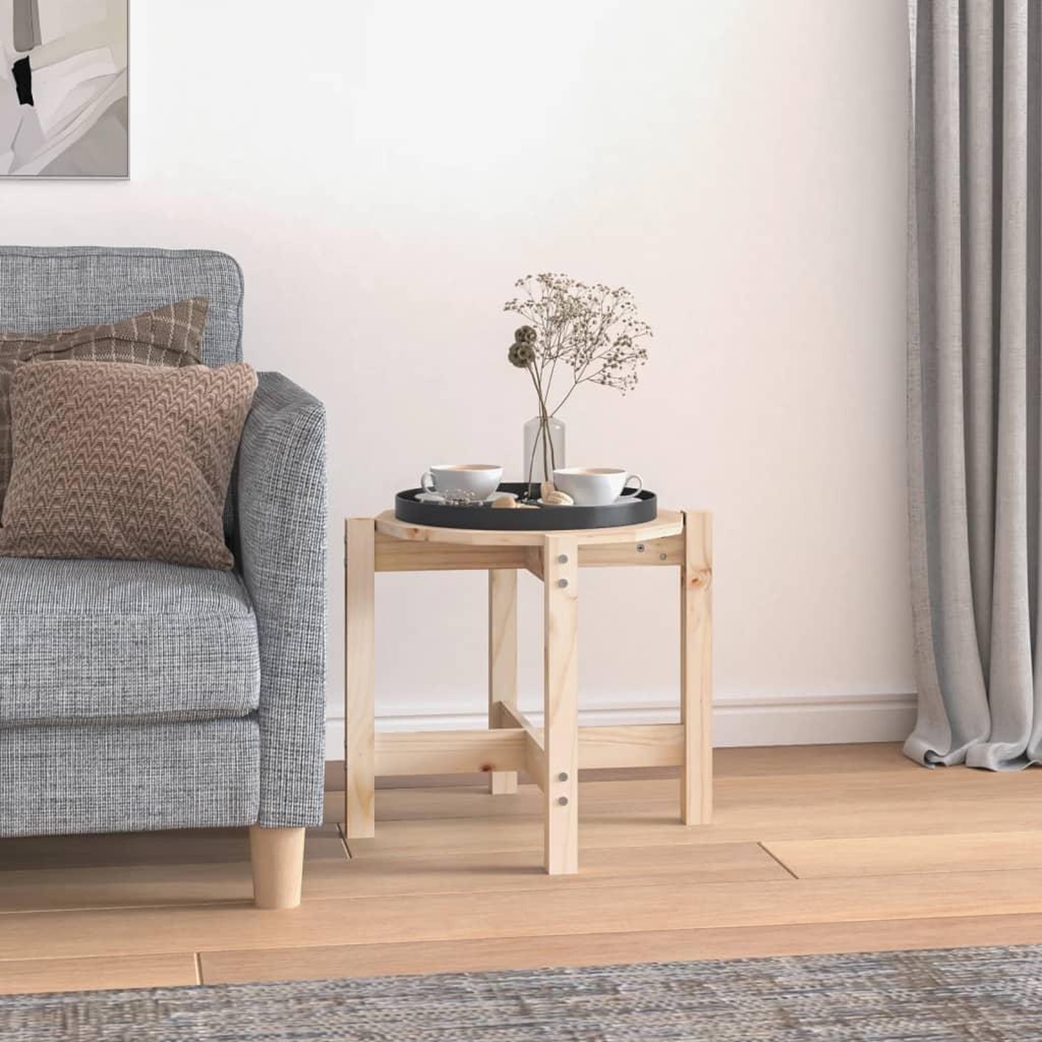 Voir la diapositive 1 : VIDAXL Table basse Ø 52,5x45 cm Bois massif de pin
