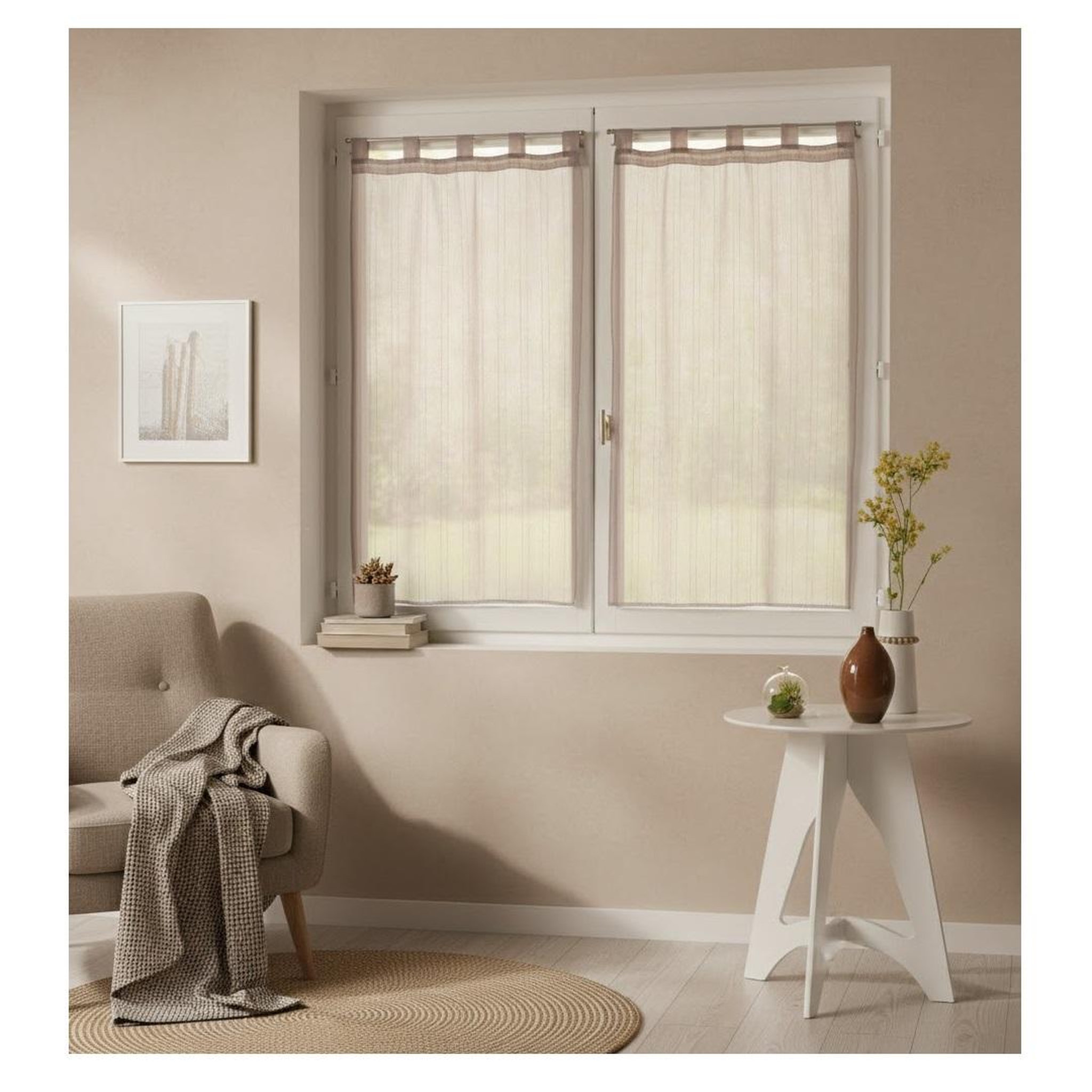 Voir la diapositive 2 : Eden Paire de voile raye horizon design et moderne