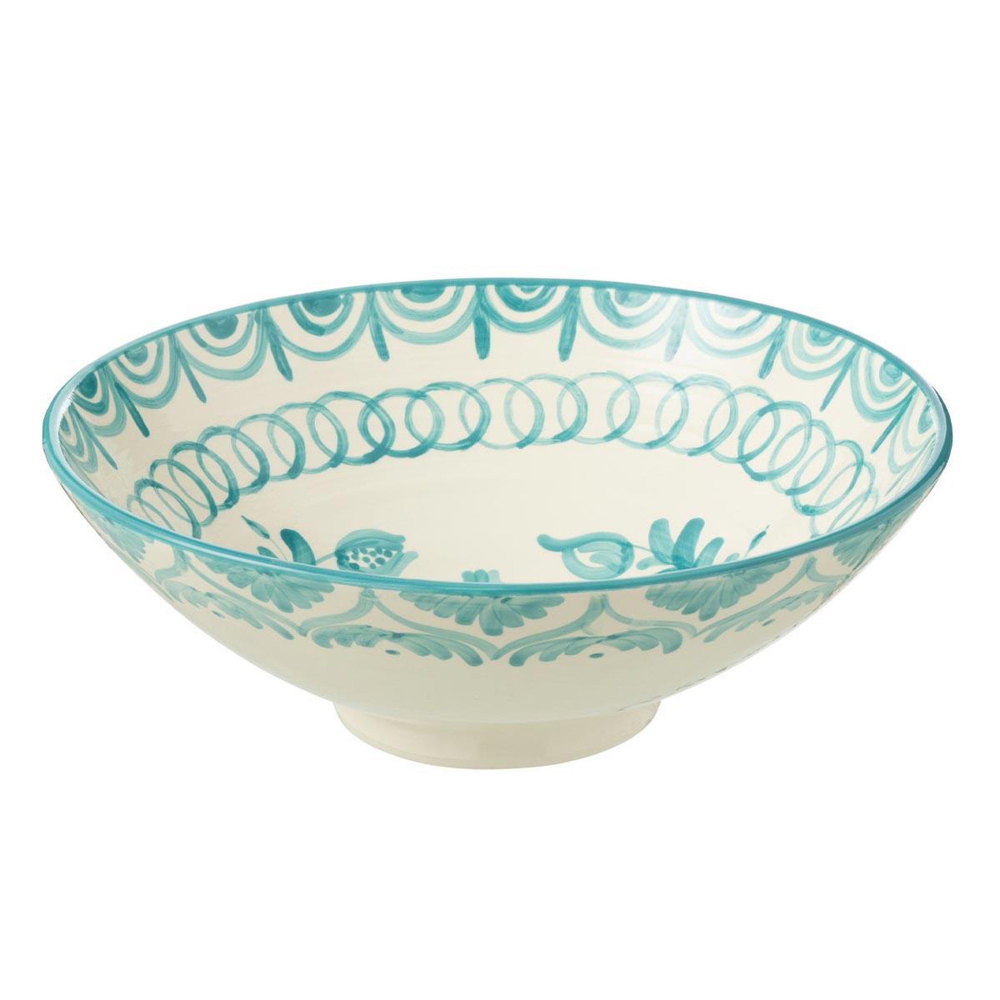 J-LINE Saladier en céramique  granada  40cm bleu aqua