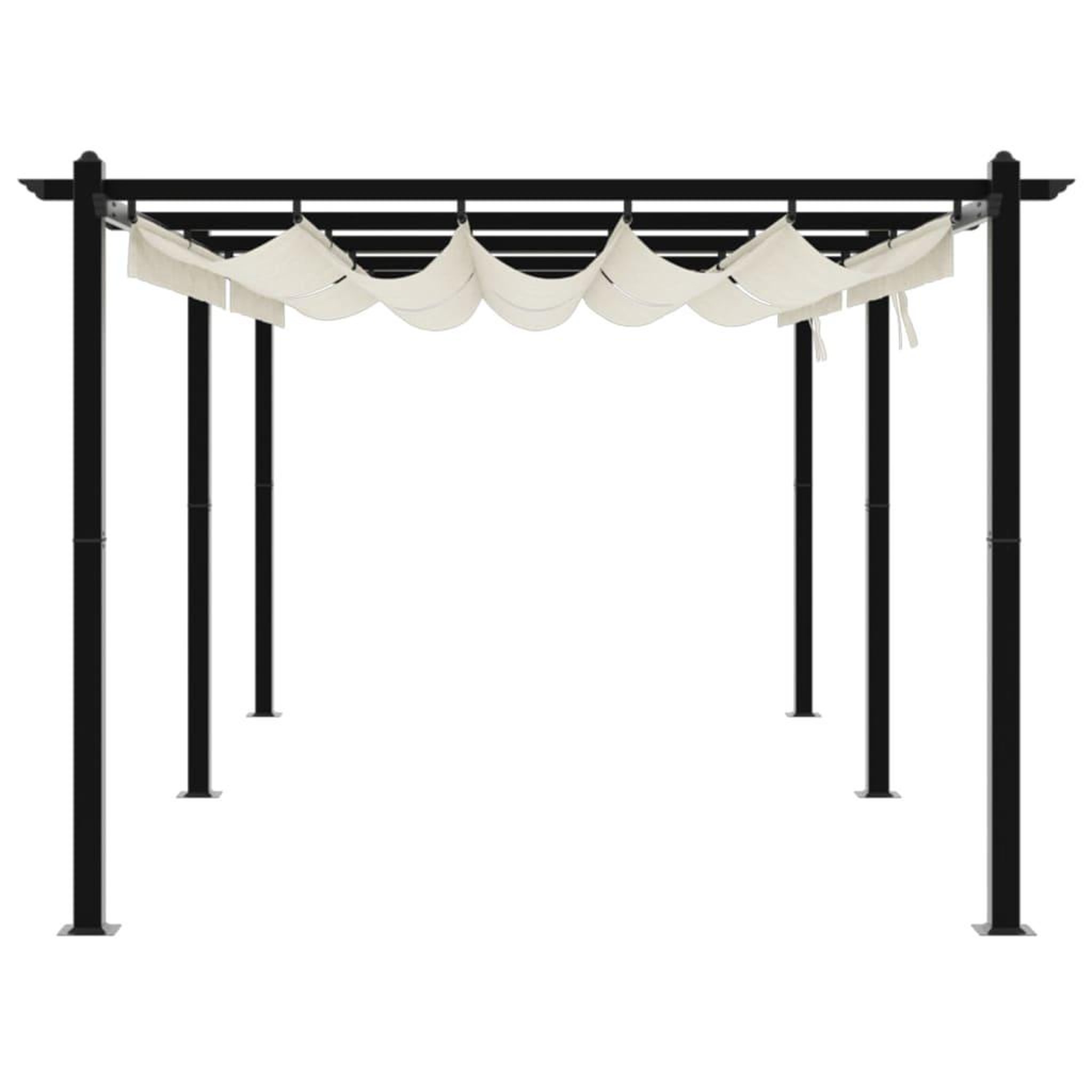 Voir la diapositive 5 : VIDAXL Tonnelle de jardin avec toit retractable creme 3x6 m aluminium