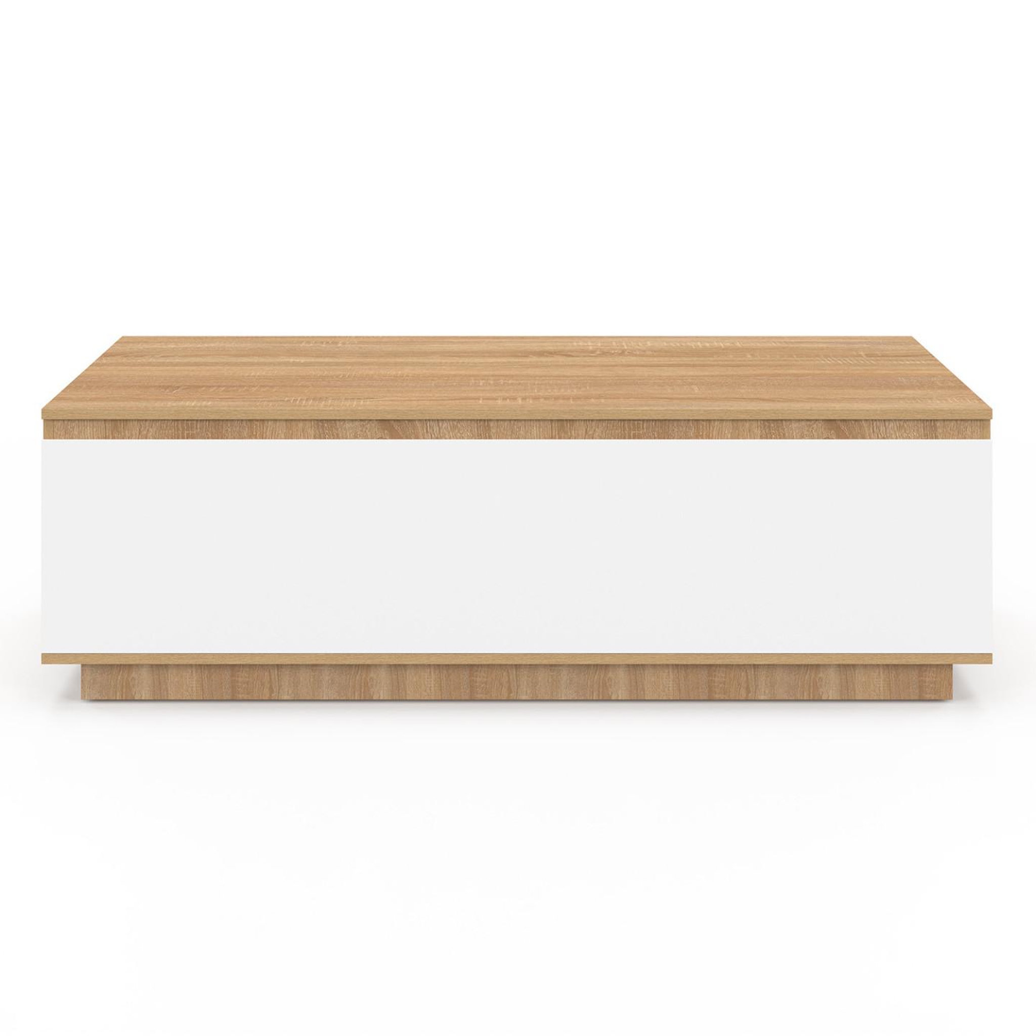 Voir la diapositive 3 : ID MARKET Table basse tomi 110 cm avec porte façon hêtre et blanc