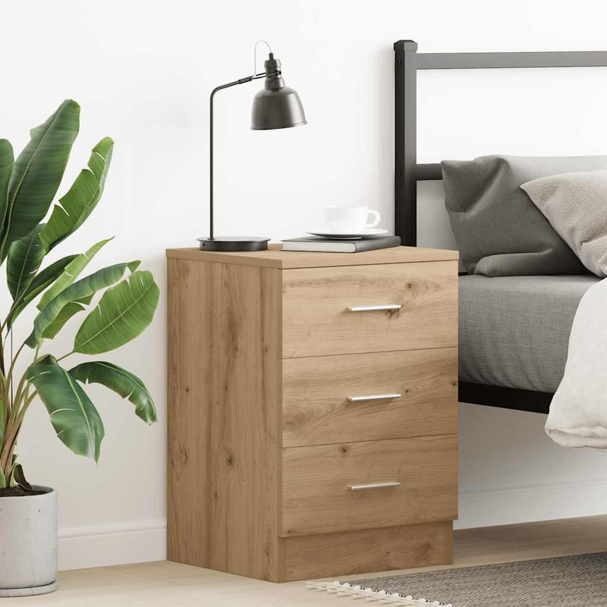Voir la diapositive 3 : VIDAXL Table de chevet chene artisanal 38x35x55 cm bois d'ingenierie