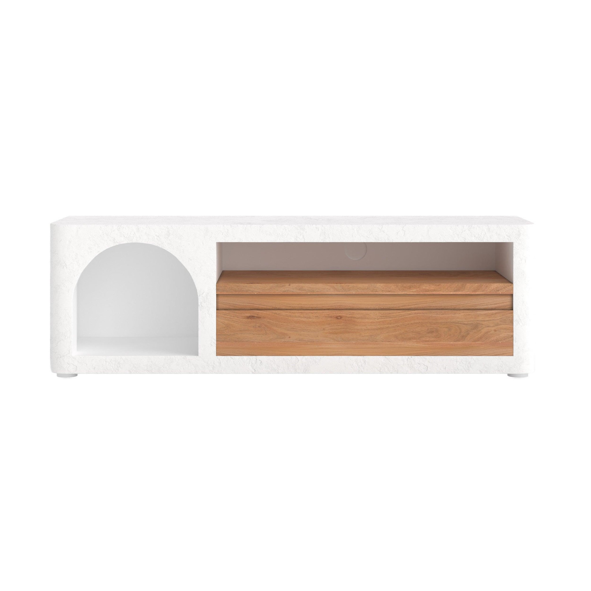 MAISON PAVANE Meuble tv en plâtre blanc cassé 140 cm avec tiroir-fira