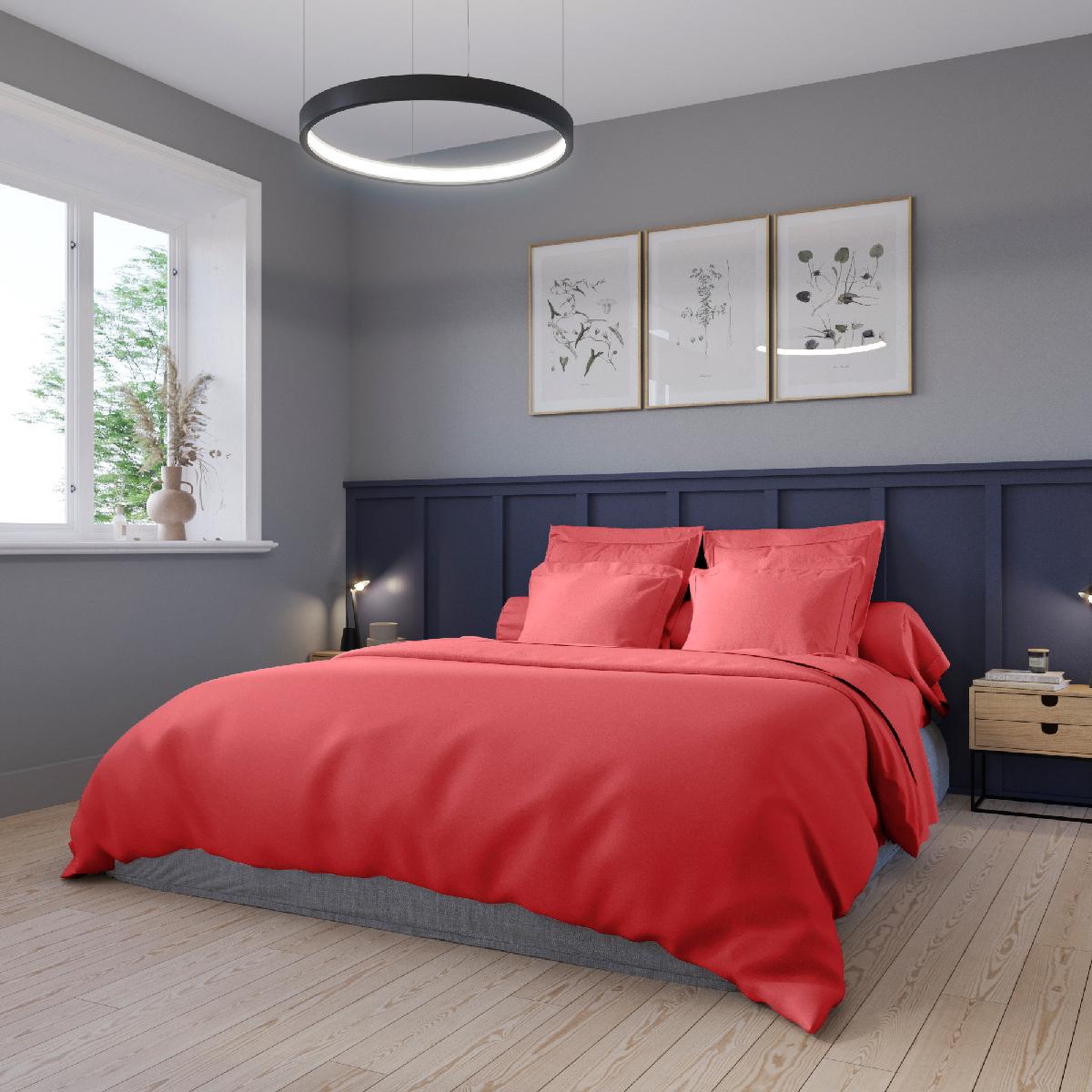 Voir la diapositive 1 : DODO Housse de couette harmonie satin de coton coloris pastèque