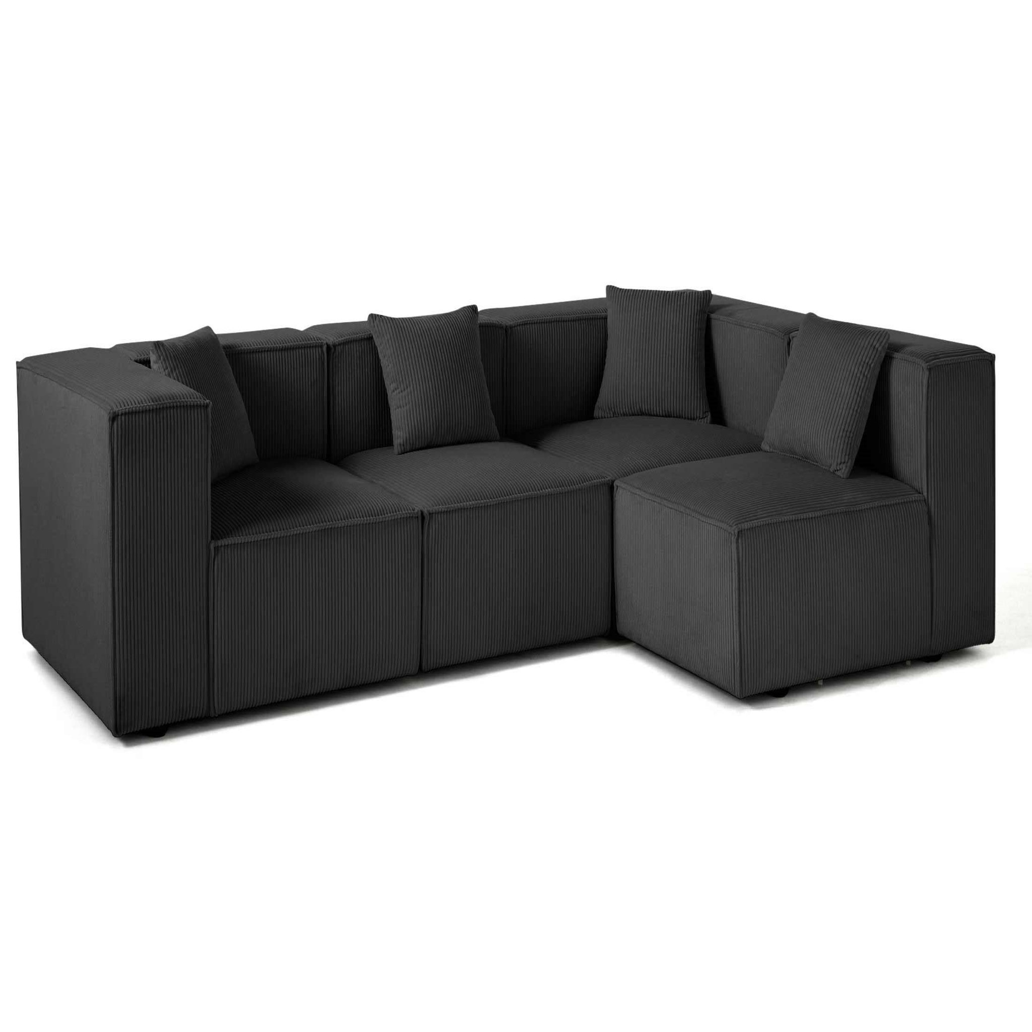 Voir la diapositive 3 : LISA DESIGN Arty - canapé modulable d'angle droit 4 places - en velours côtelé