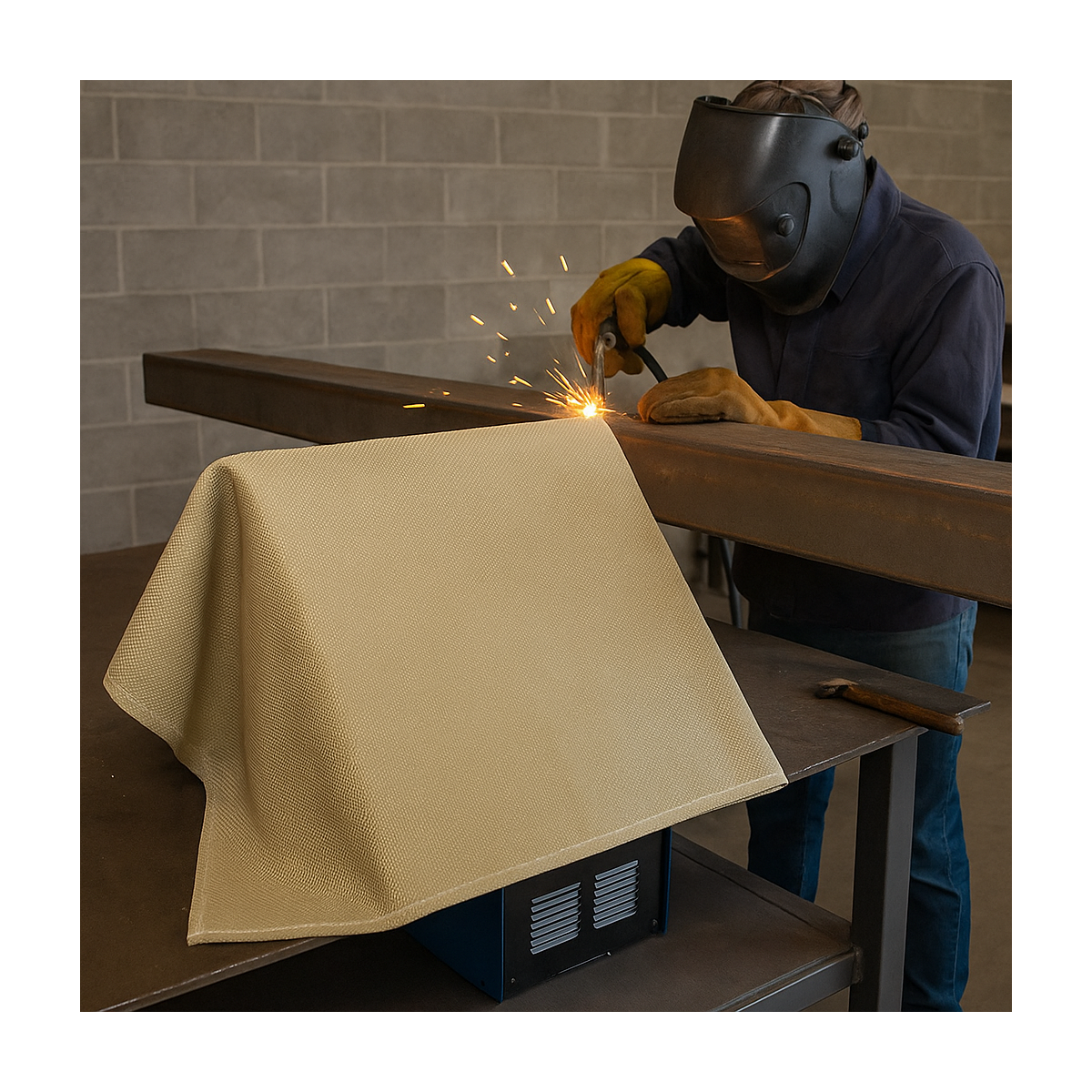 Proweltek Bâche soudure anti-feu 1x1m - Protection Thermique 550 °C - Fibre de verre Couverture de soudage M0