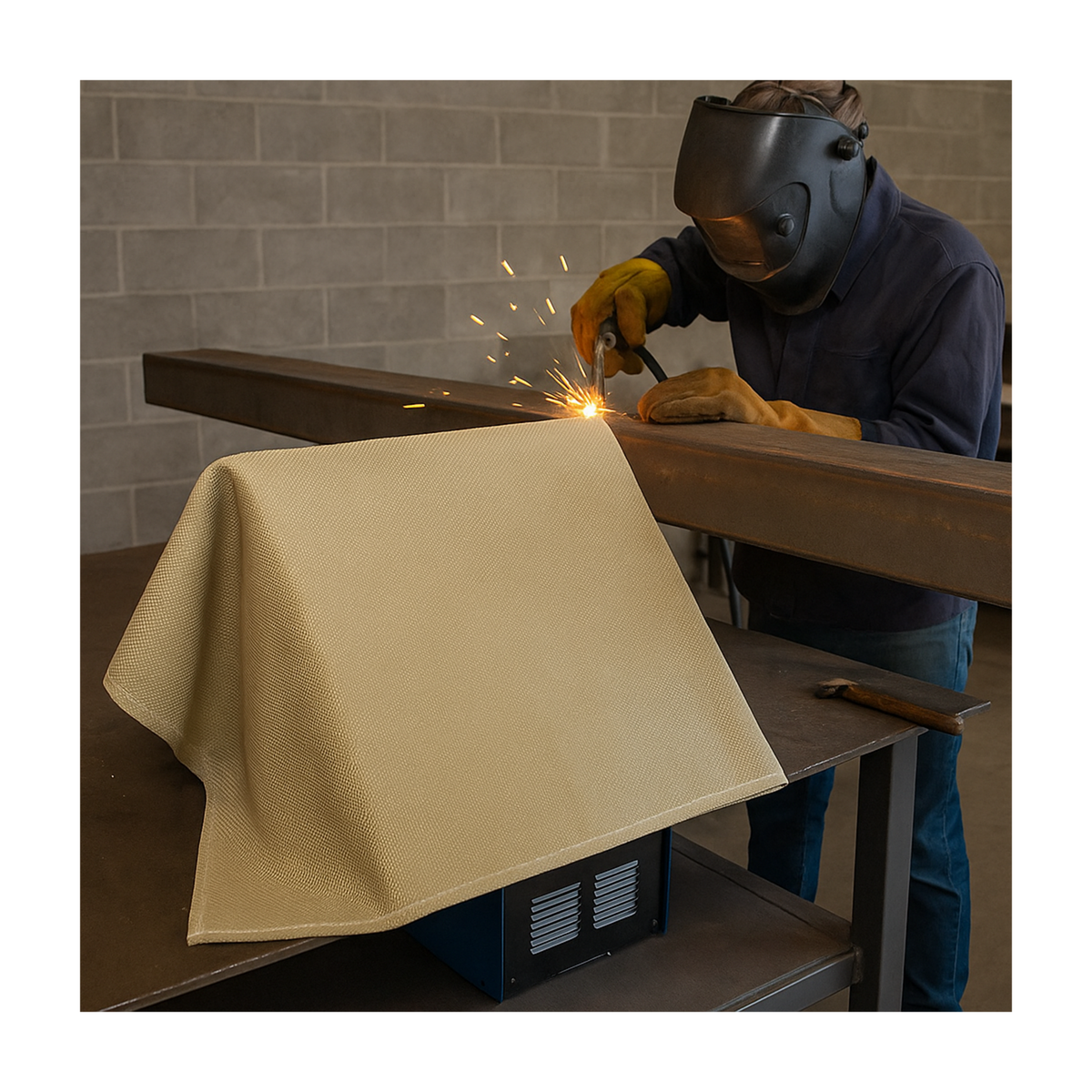 Proweltek Bâche soudure anti-feu 1x1m - Protection Thermique 550 °C - Fibre de verre Couverture de soudage M0