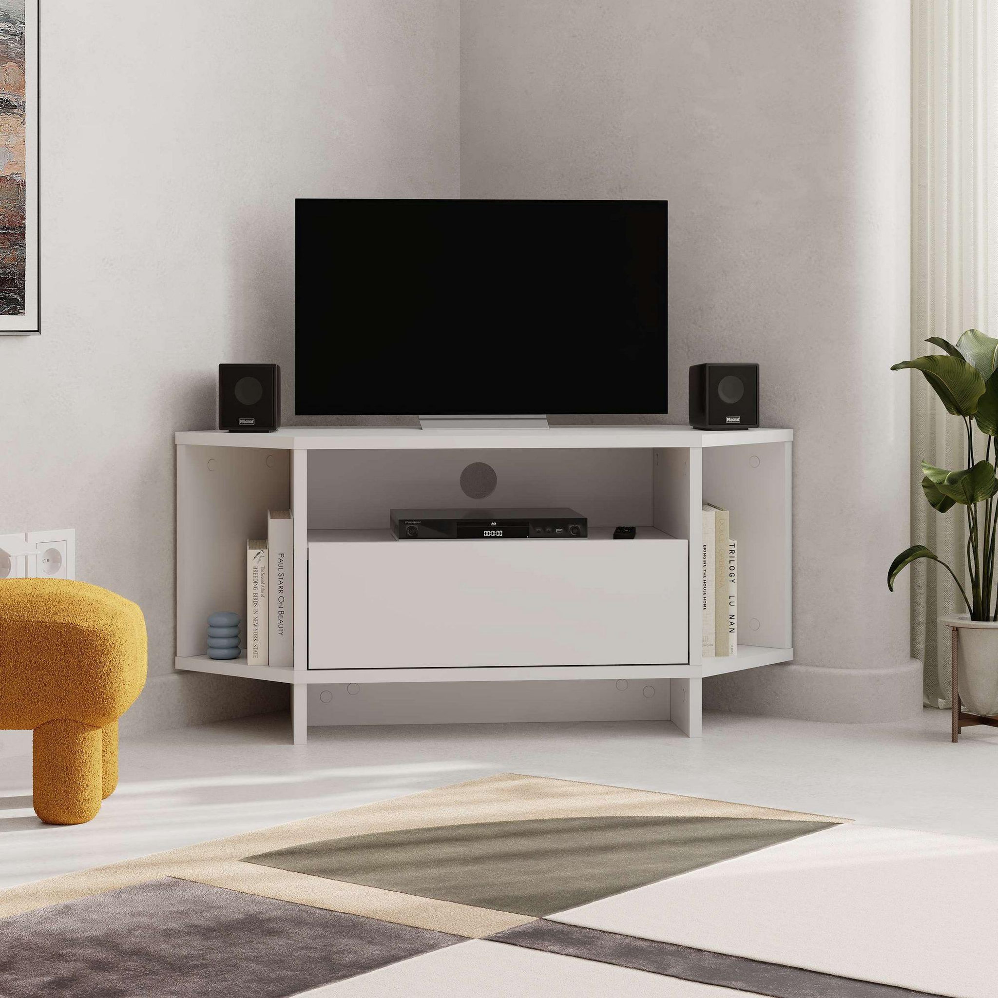 Voir la diapositive 4 : Habitat et Jardin Meuble tv en bois  viva  - 95 x 35 x 45 cm - blanc