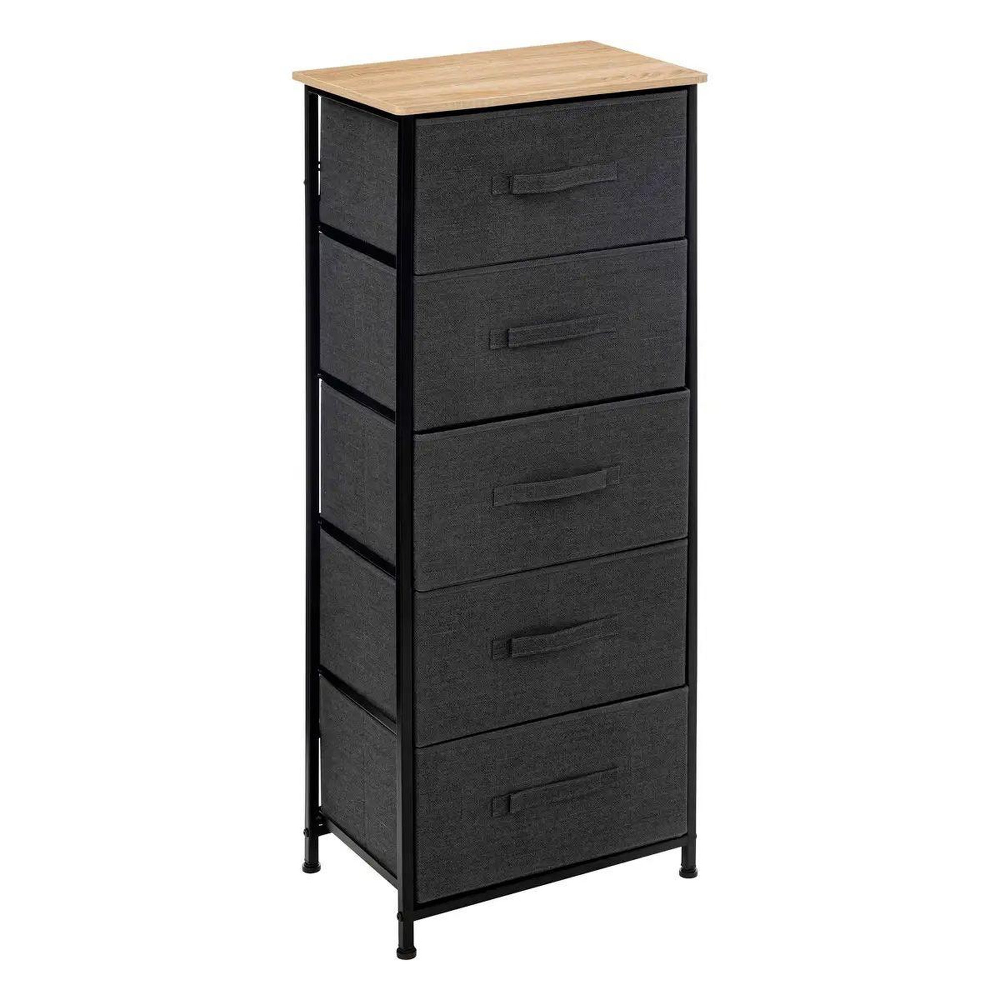 FIVE Meuble de rangement 5 tiroirs  tissa  114cm gris foncé