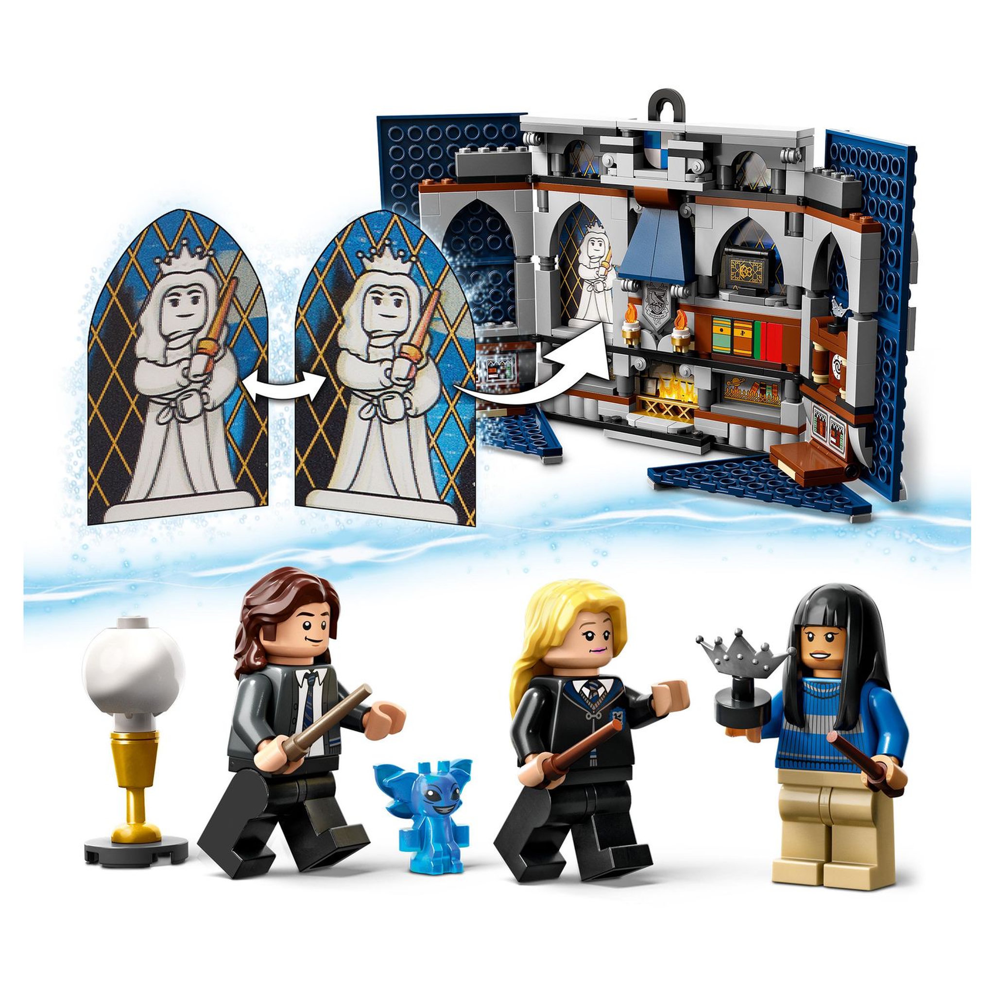 Voir la diapositive 6 : LEGO Harry Potter 76411 - Le blason de la maison Serdaigle, Jouet avec 3 Minifigurines et Diadème, Décoration Murale Salle Commune Château de Poudlard, Collection