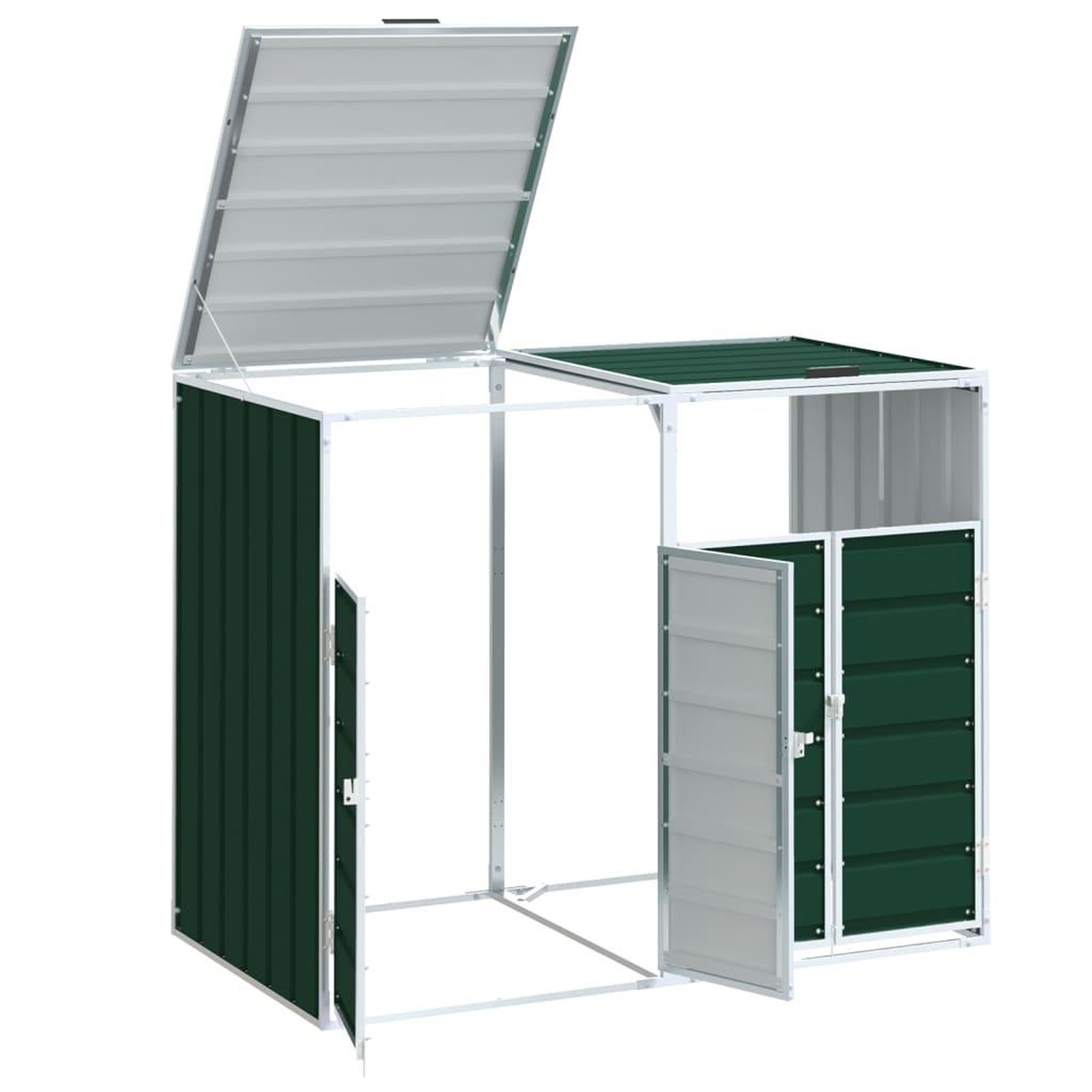 Voir la diapositive 4 : VIDAXL Rangement a roulettes pour poubelles pour deux bacs acier