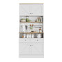 Voir la diapositive 1 : MERAX Buffet de cuisine 4 portes 2 tiroirs - 80 cm blanc+naturel mdf