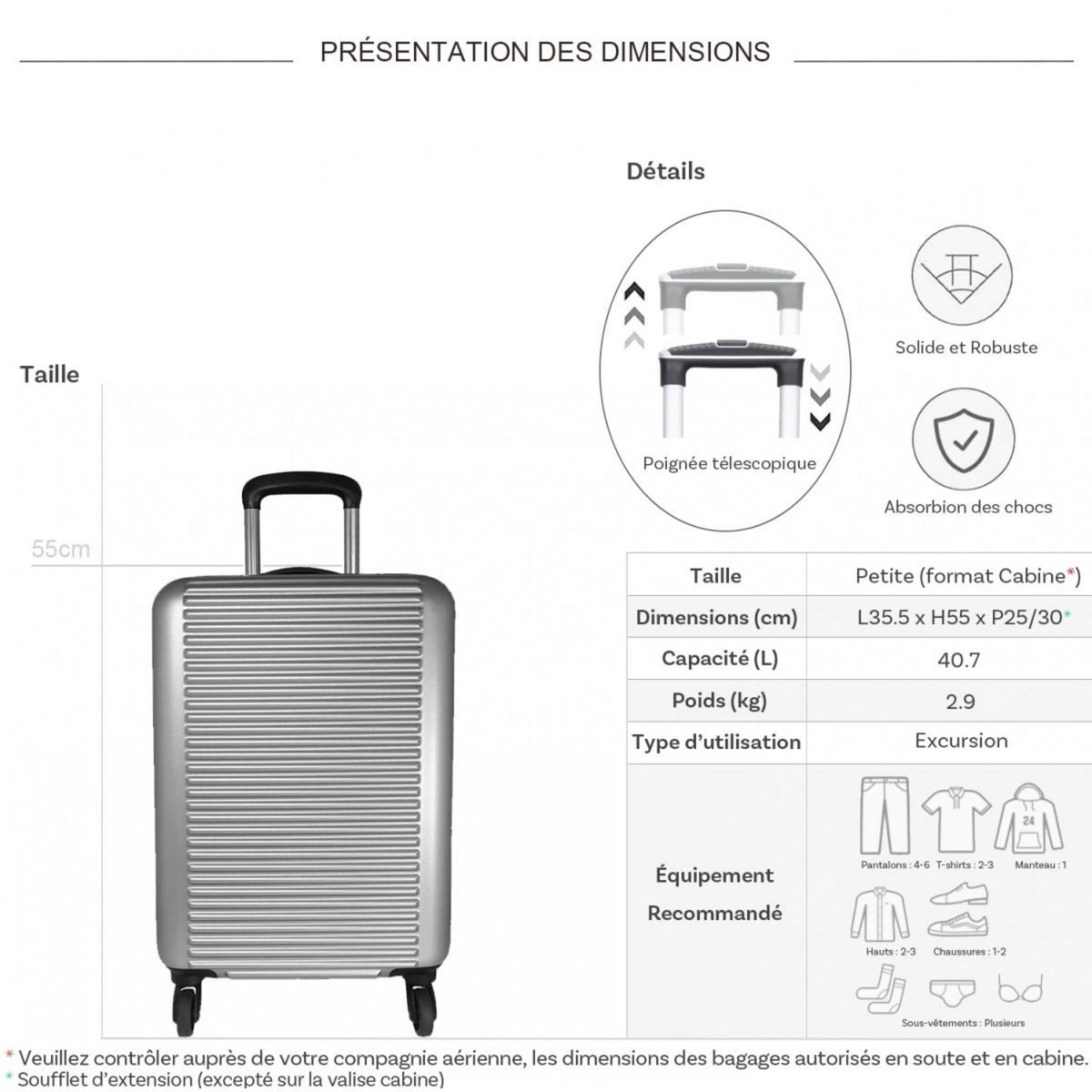 David Jones Valise cabine rigide  55cm