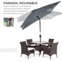 Voir la diapositive 4 : OUTSUNNY Parasol inclinable rectangulaire métal polyester haute densité 2,95L x 1,95l x 2,4H m gris