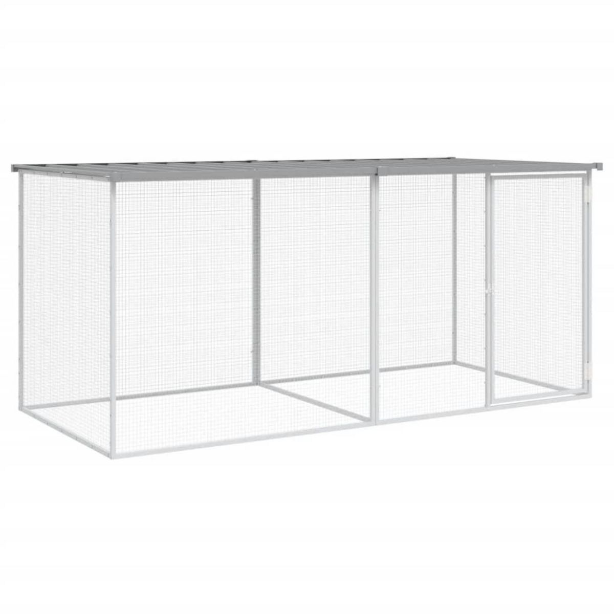 VIDAXL Poulailler avec toit gris clair 203x98x90 cm acier galvanise