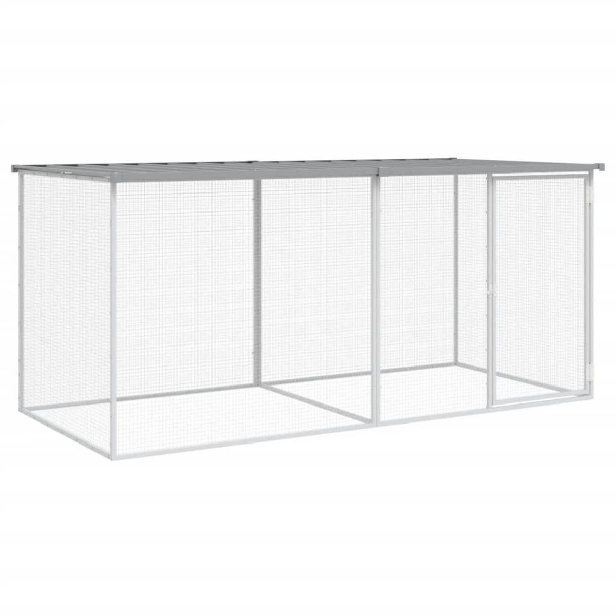 VIDAXL Poulailler avec toit gris clair 203x98x90 cm acier galvanise