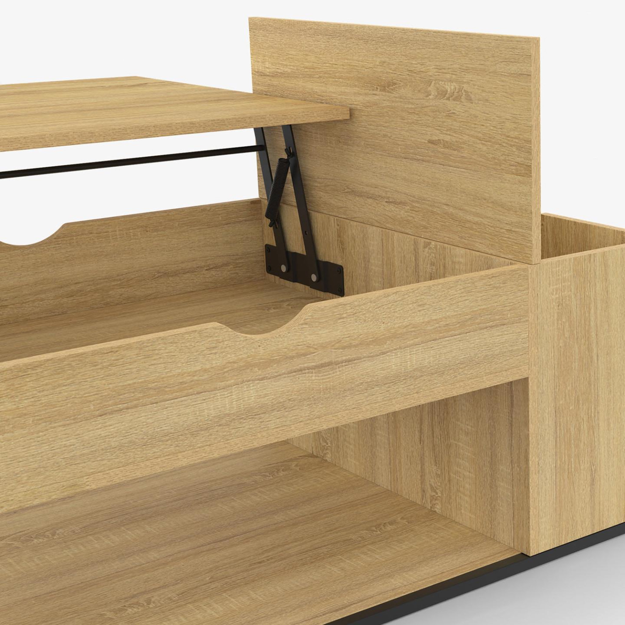 Voir la diapositive 6 : ID MARKET Table basse plateau relevable rectangulaire detroit avec coffre design industriel