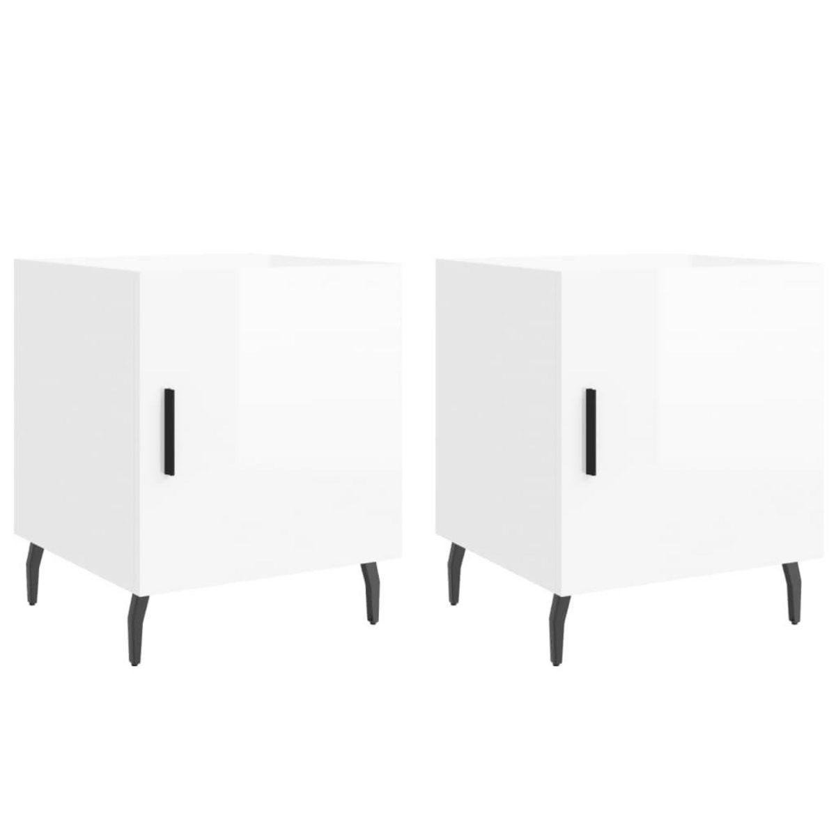 VIDAXL Tables de chevet 2 pcs blanc brillant 40x40x50 cm