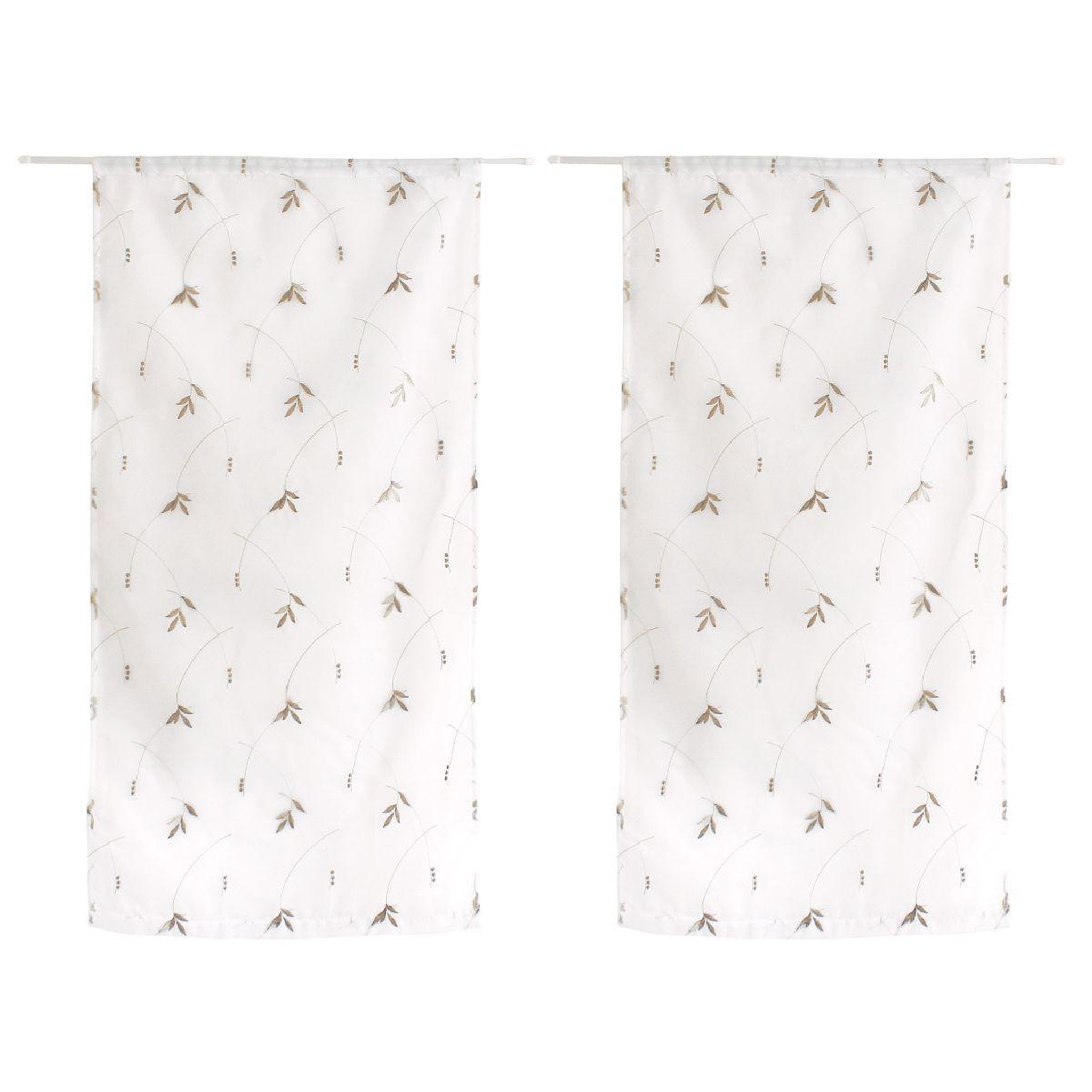Voir la diapositive 2 : ENJOY HOME Paire de voilages brodés  feuillage  60x120cm vison
