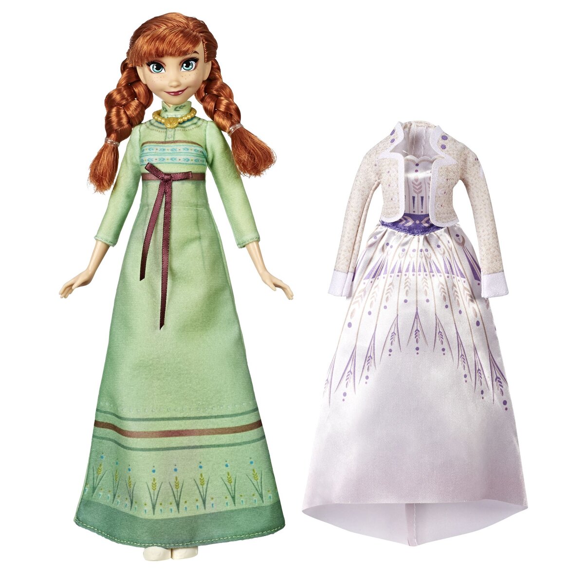 HASBRO Pack styles d'Arendelle - Poupée Anna avec chemise de nuit + robe de jour et accessoires - La reine des neiges 2