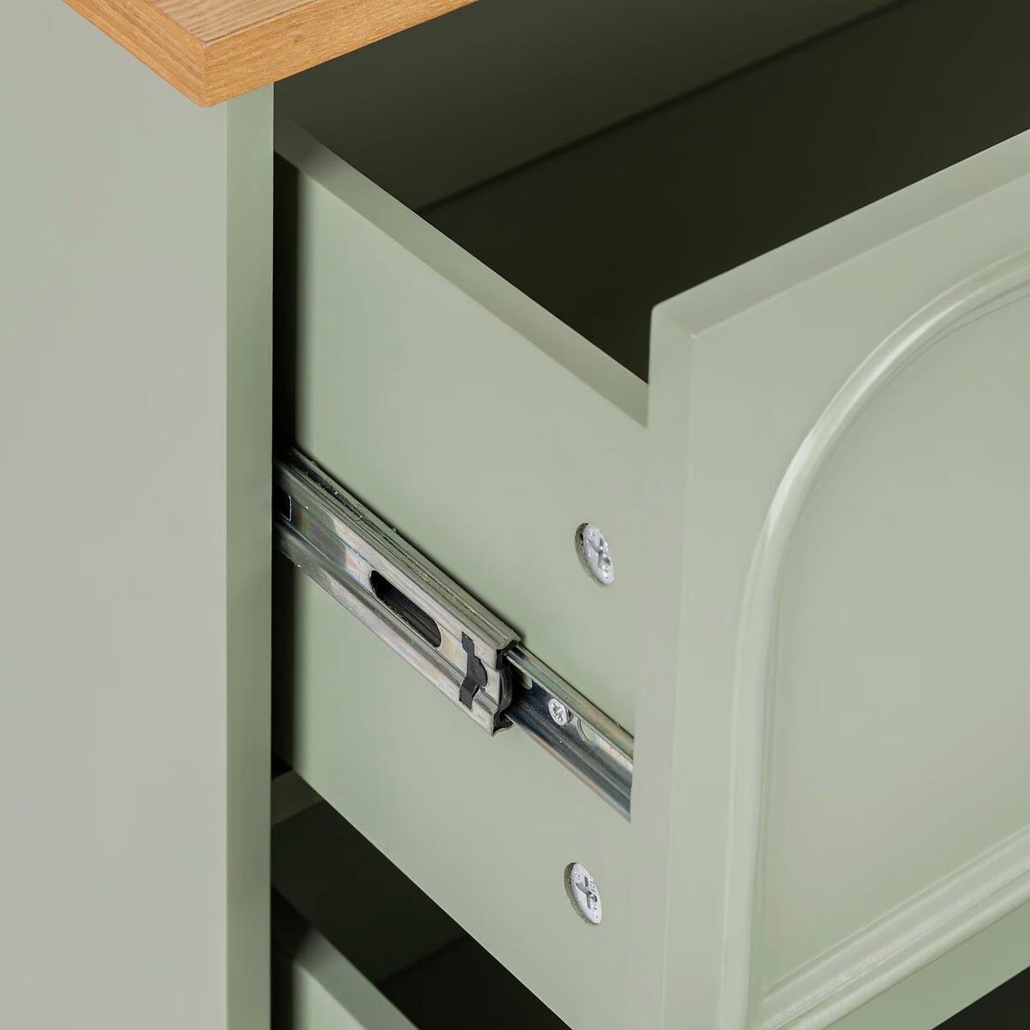 Voir la diapositive 4 : ATMOSPHERA Commode 3 tiroirs  mohéa  81cm vert céladon